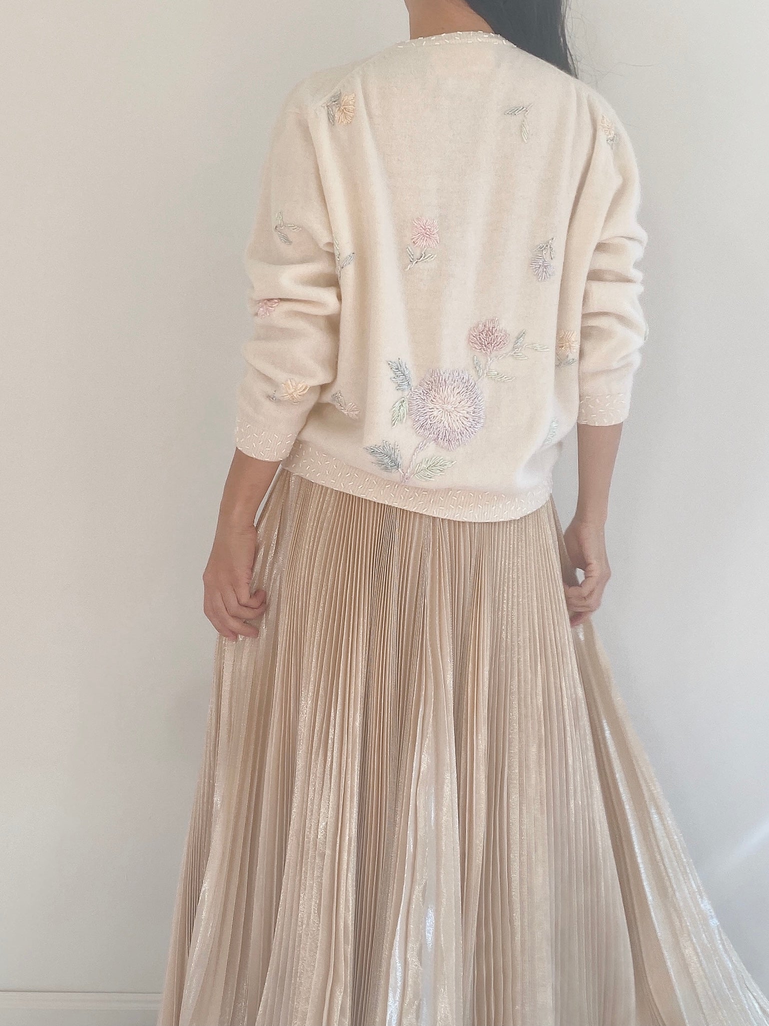Vintage Angora Beaded Cardigan - S/M
