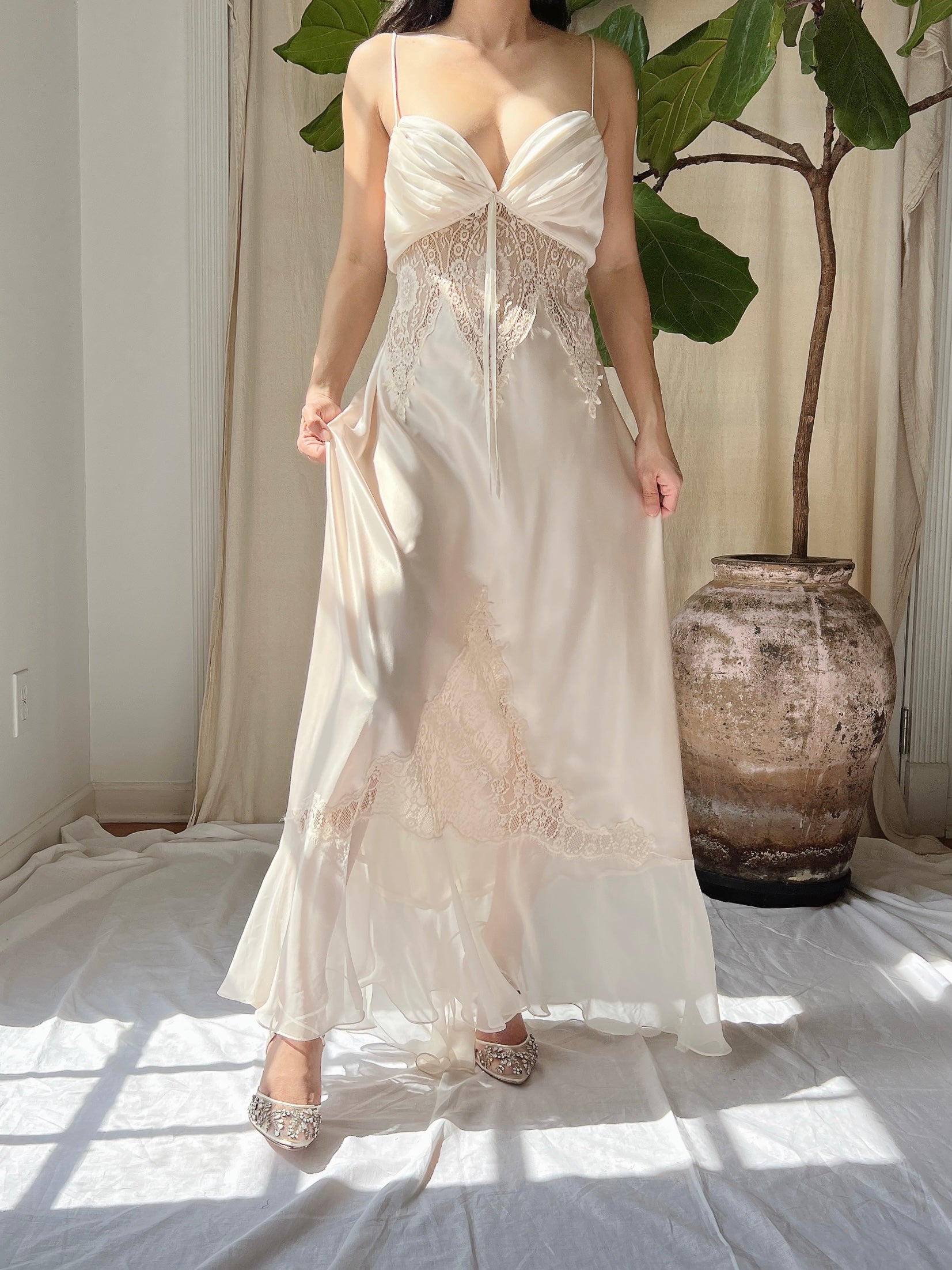 Vintage Satin Slip Dress - M