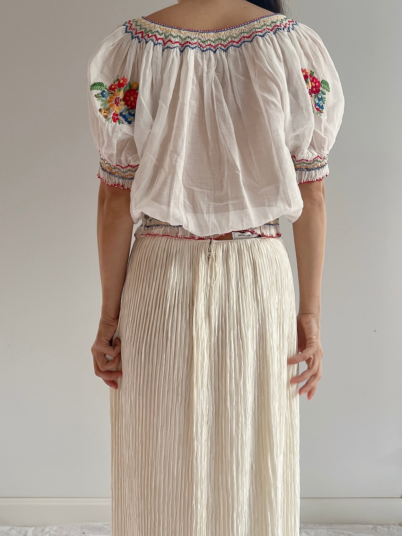 Antique Hungarian Cotton Blouse - S