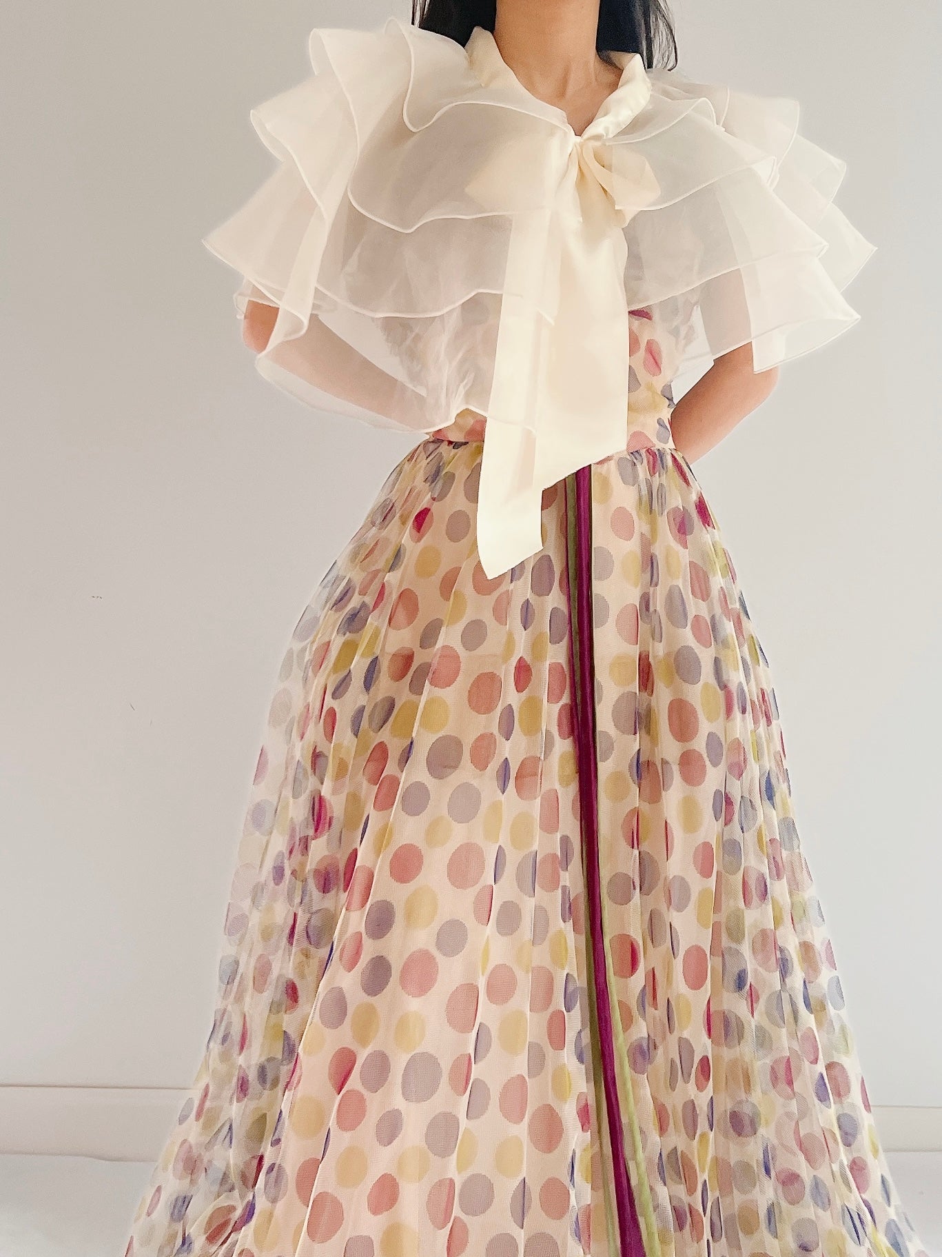 Vintage Satin Ribbon Organza Cape