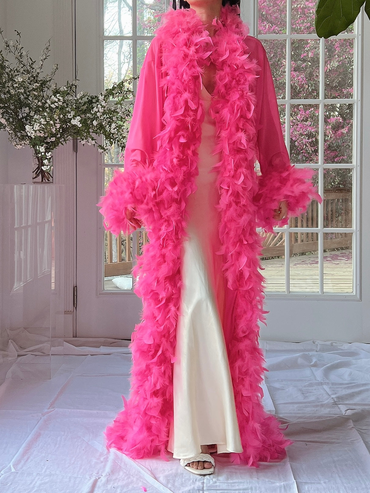 Vintage Hot Pink Feather Robe - OSFM