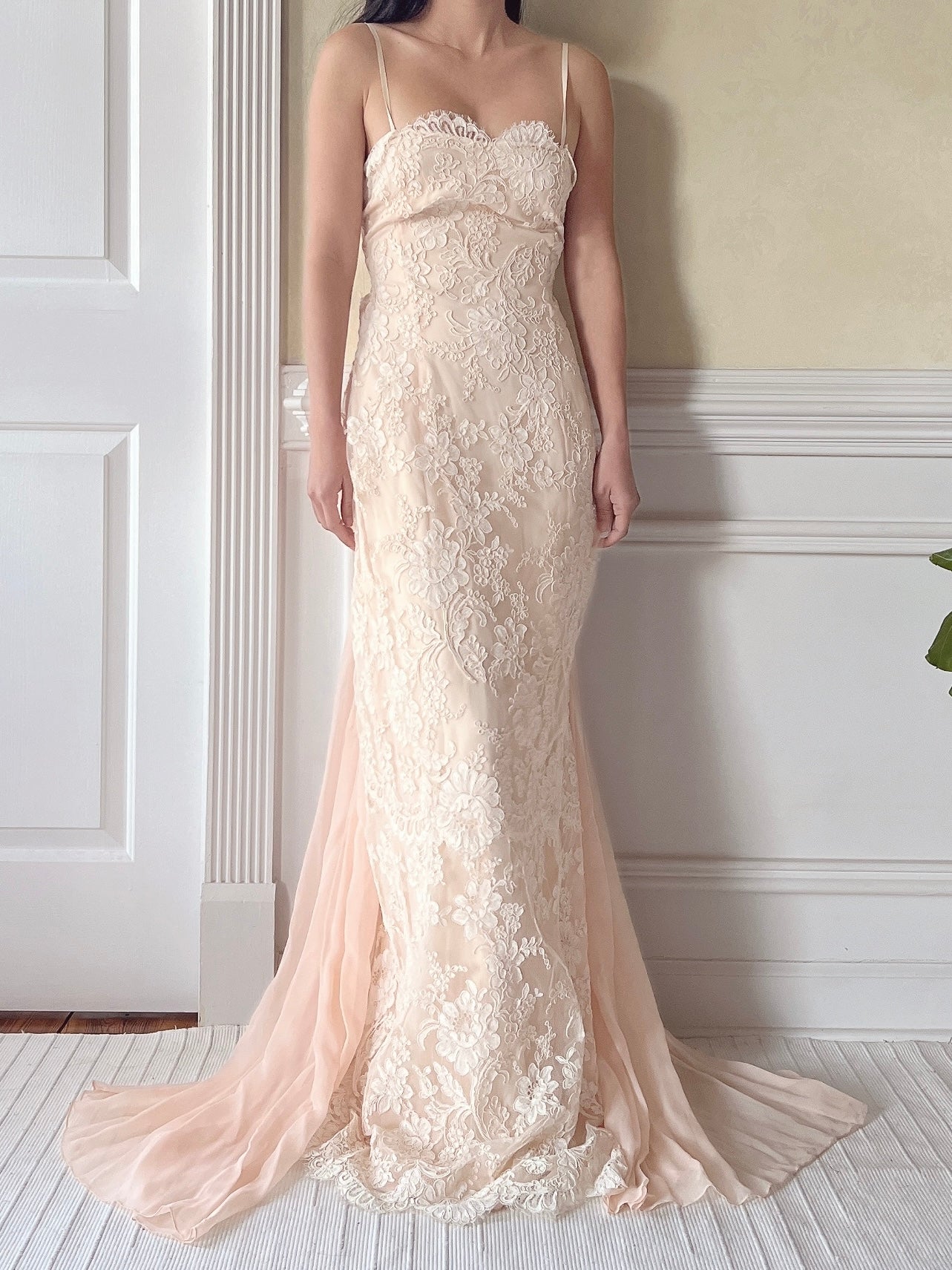 Vintage Peggy Jennings Silk and Lace Gown - S