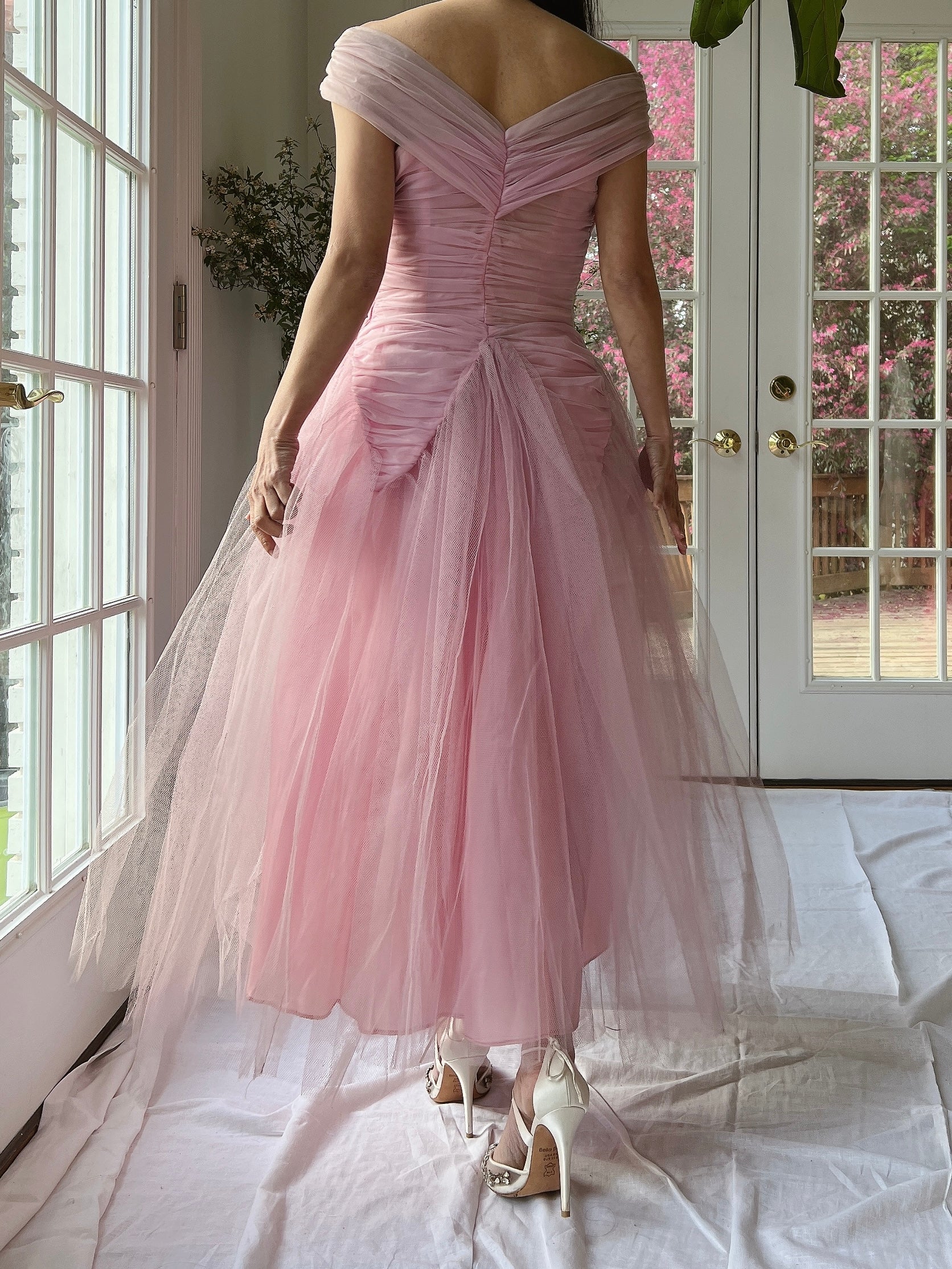 1950s Lilac Ruche Dress - XS