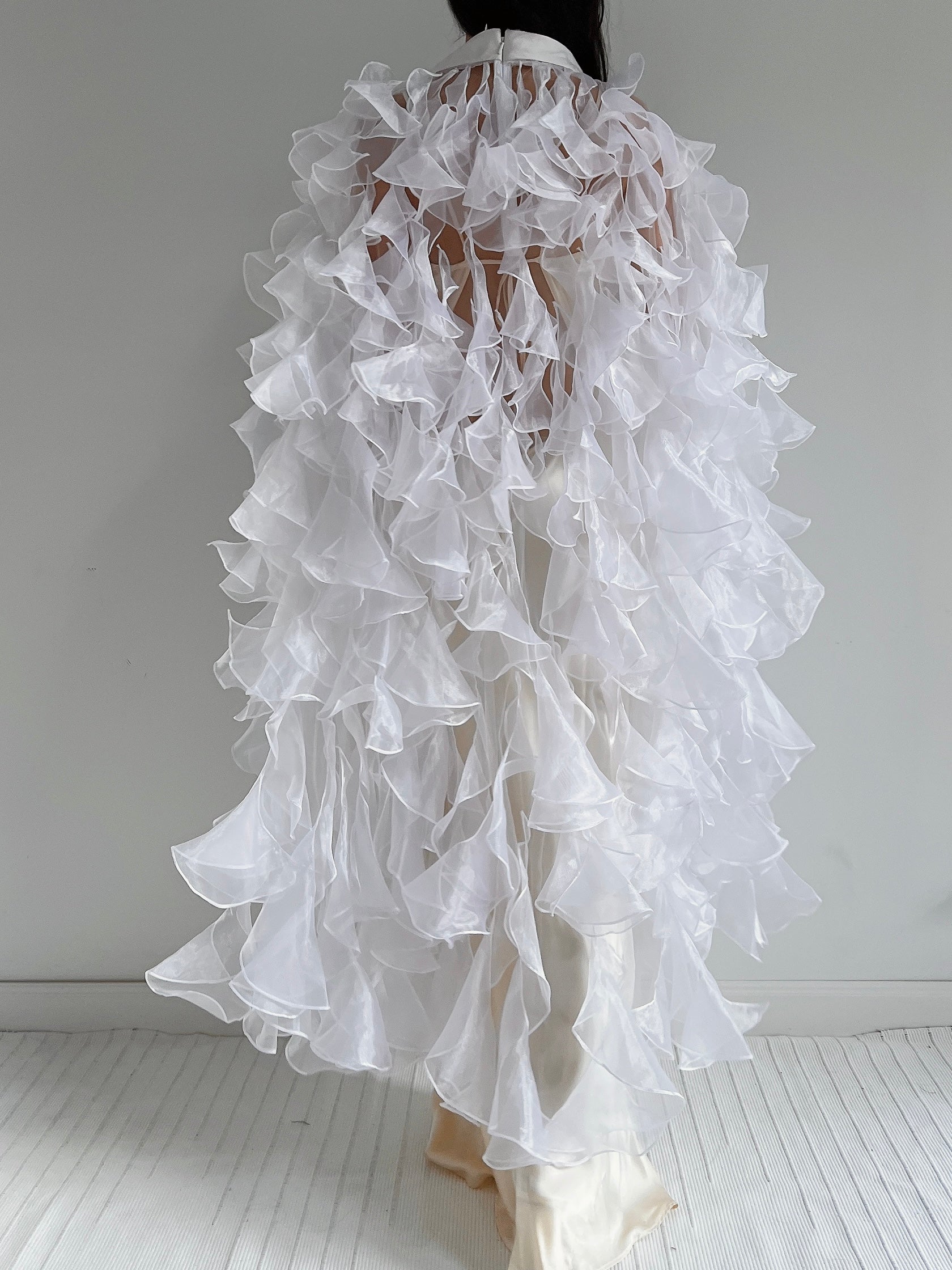 Y2K White Sheer Cape - OSFM