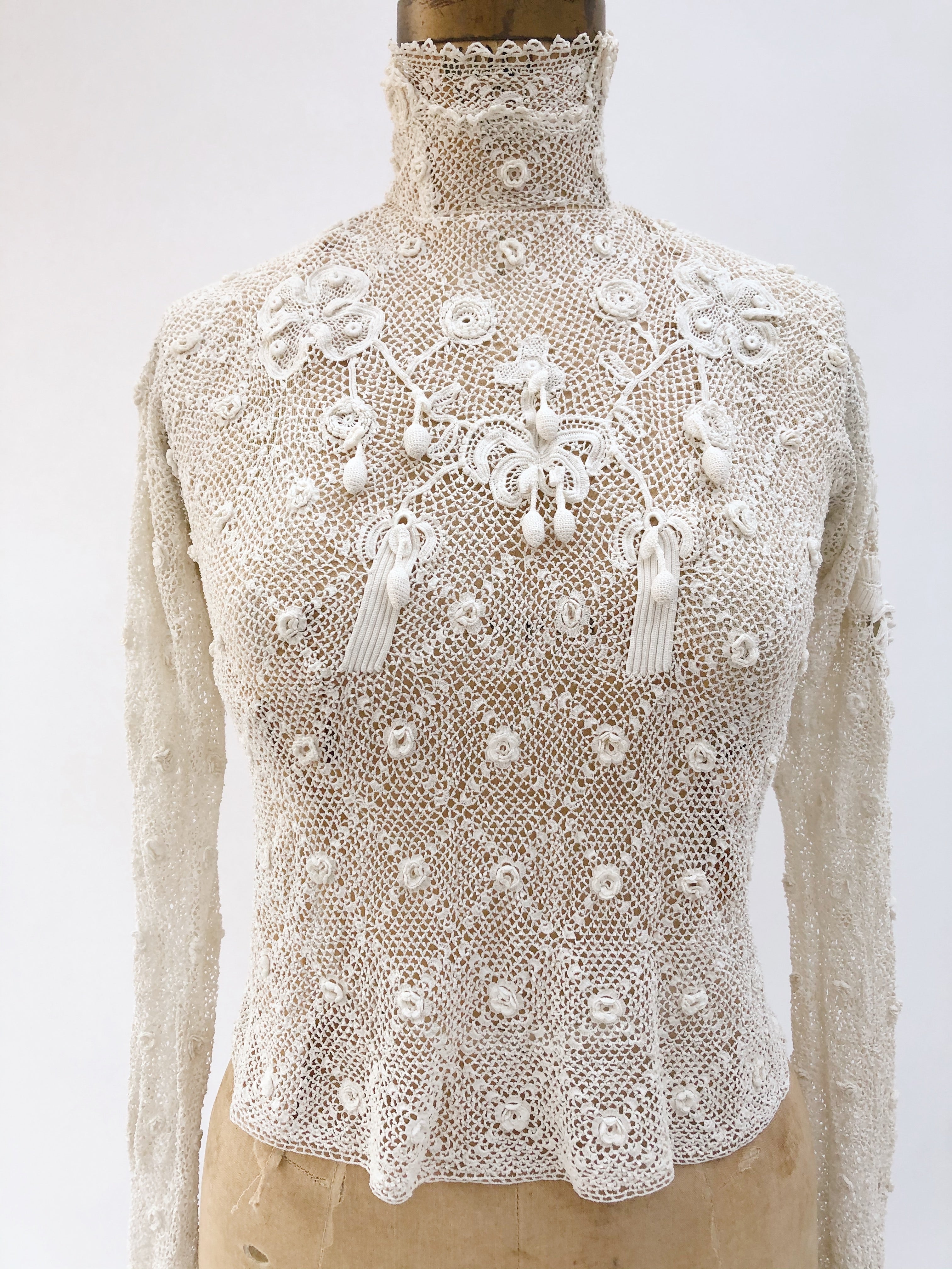 Antique Crochet Irish Lace Top - XS/S