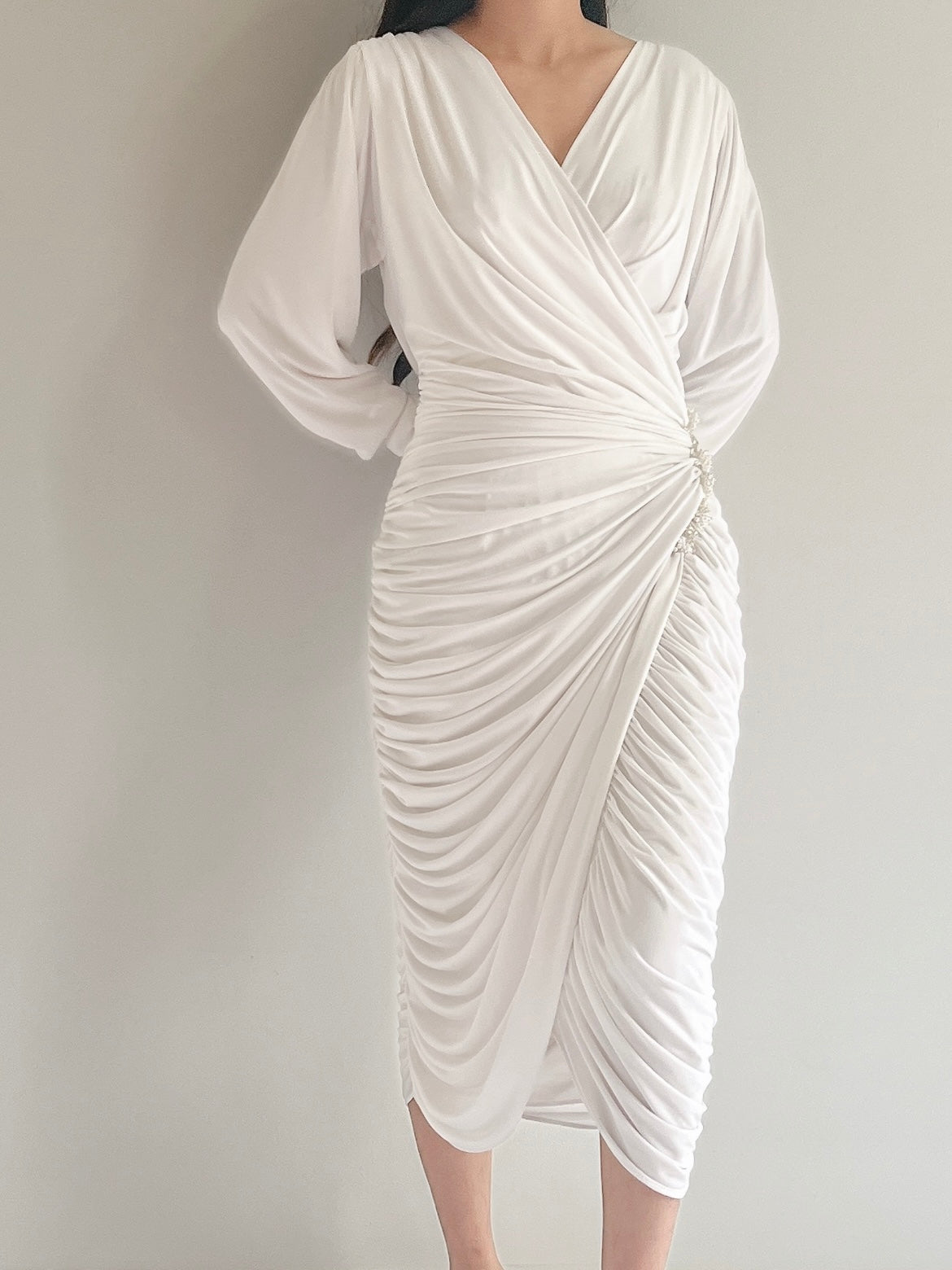 Vintage Ruche Jersey Dress - S