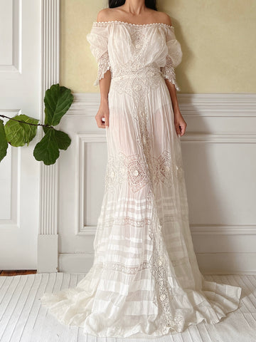Antique Gibson Girl Cotton/Silk Gown - XS/S