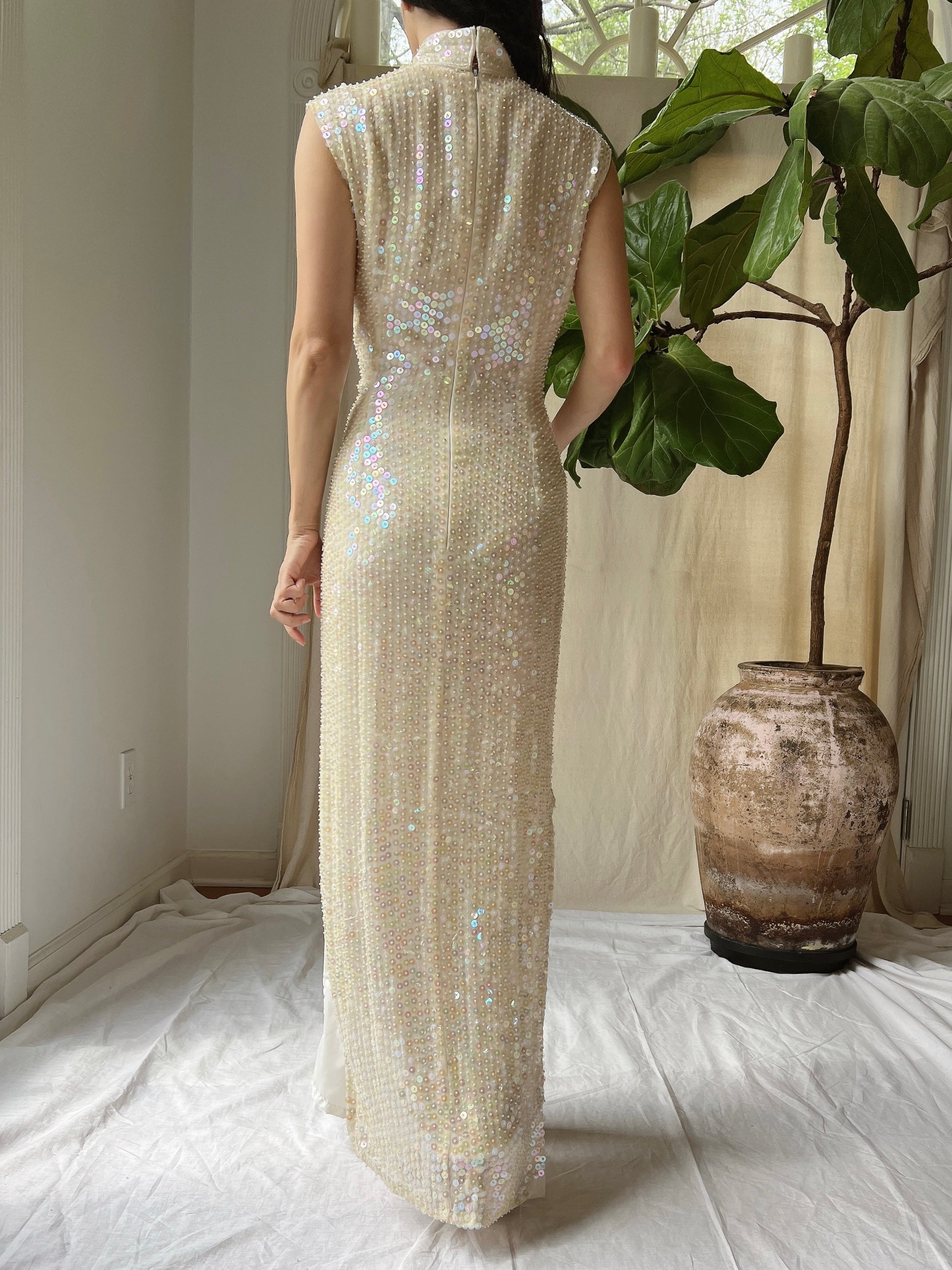 1960s Silk Sequins Qipao - M