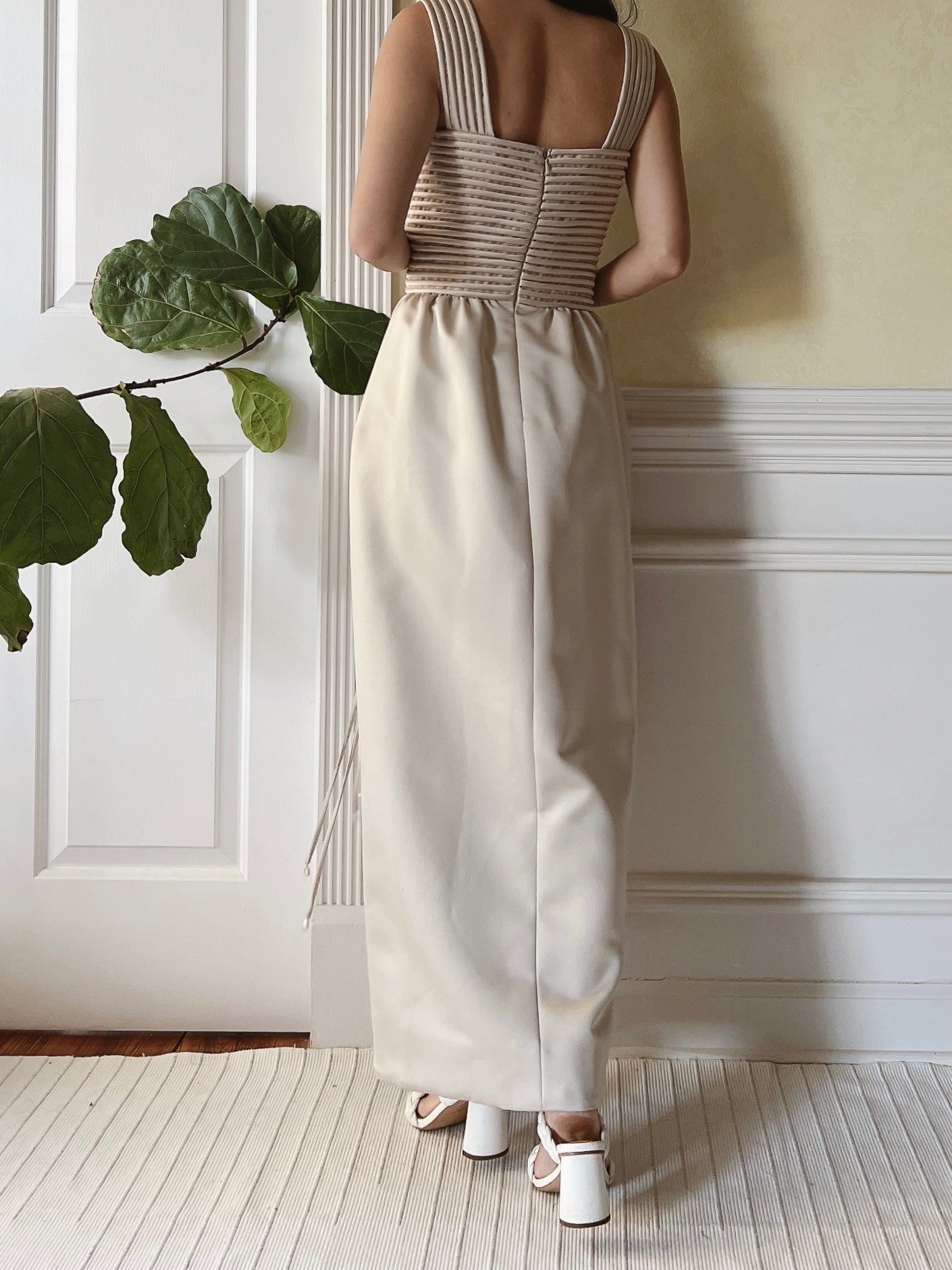 Vintage Victor Costa Ribbon Woven Bodice Dress - S/4/6