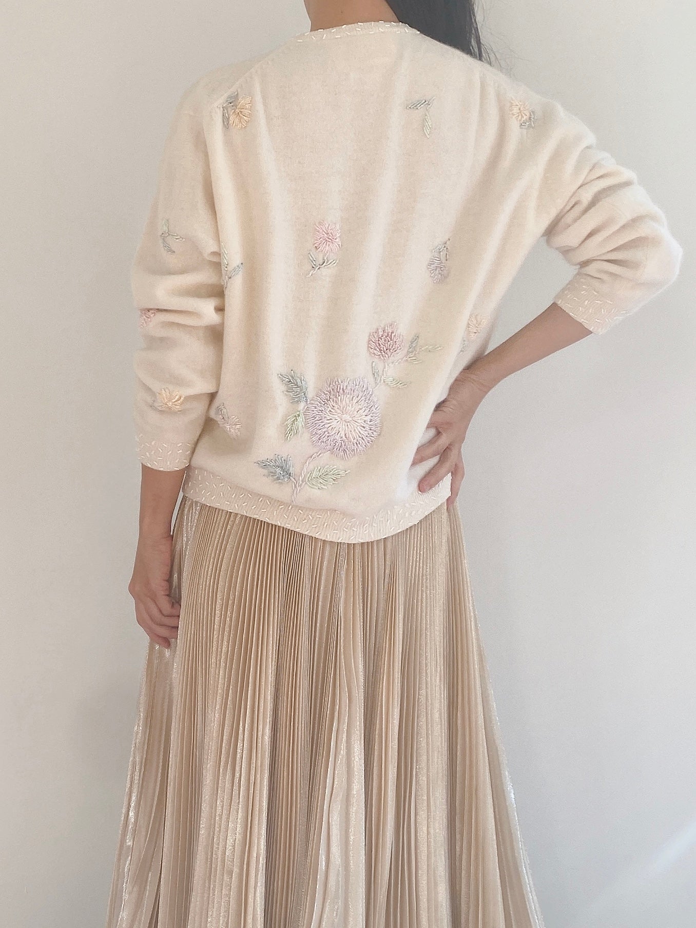 Vintage Angora Beaded Cardigan - S/M