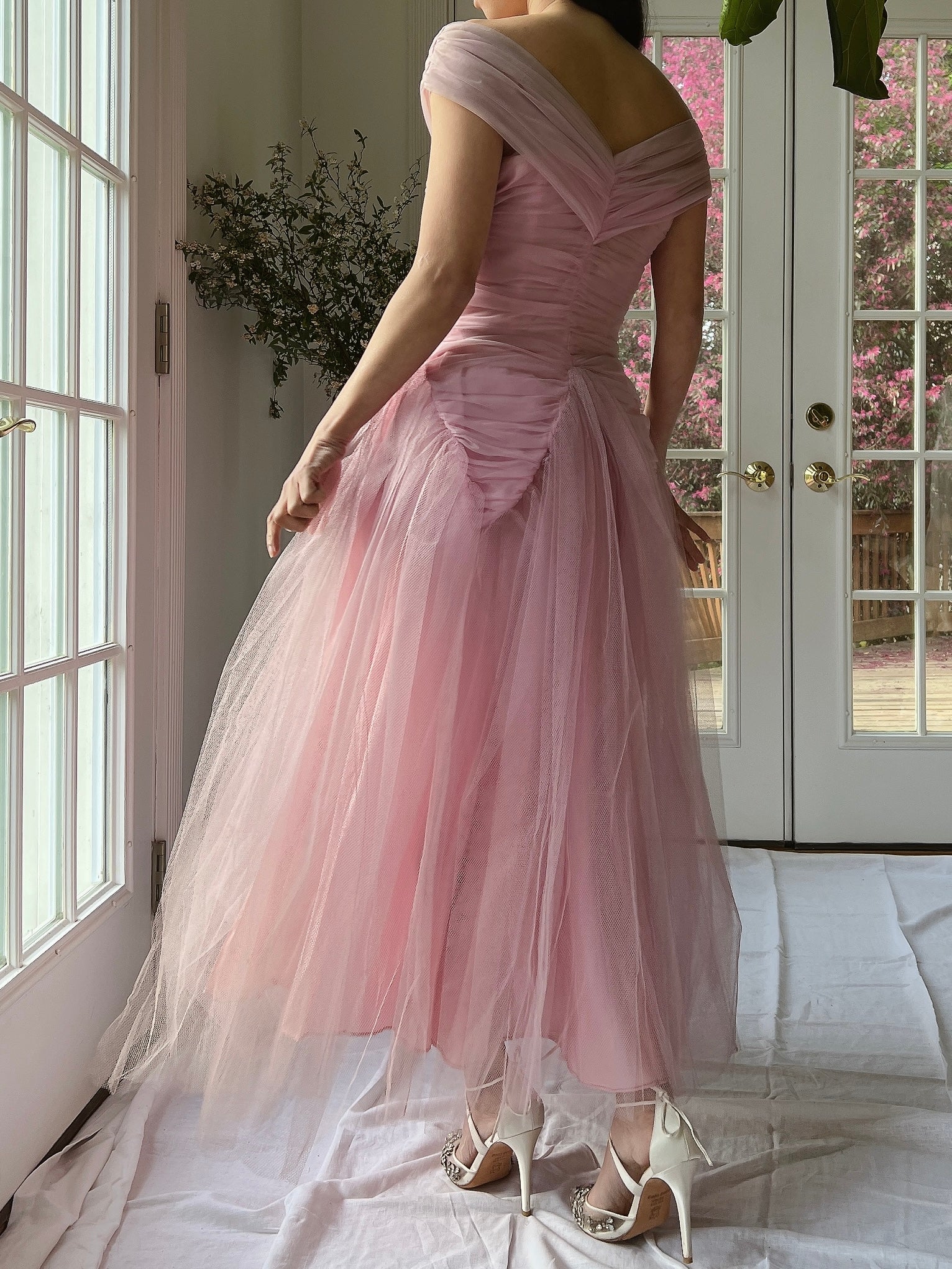 1950s Lilac Ruche Dress - XS