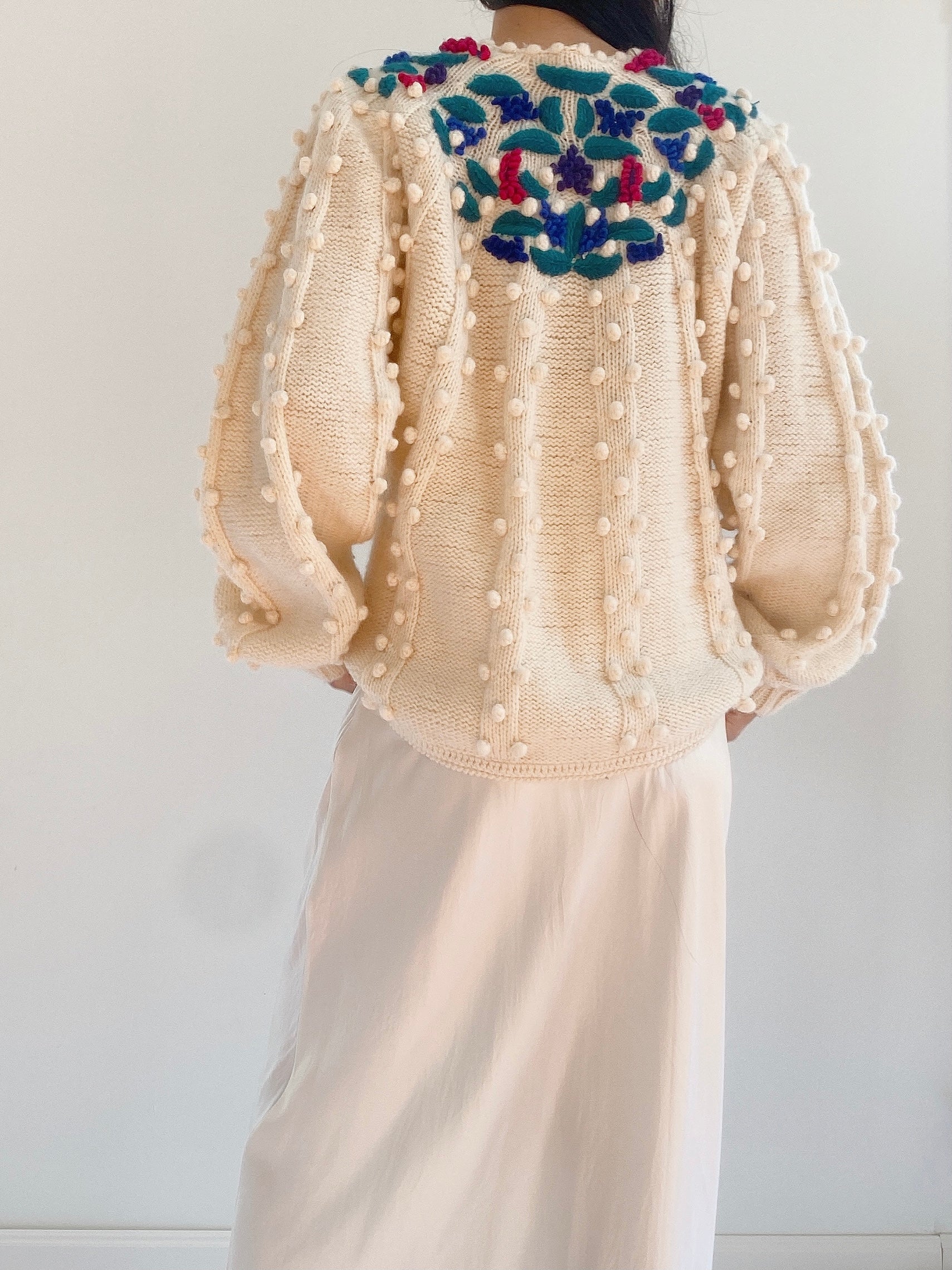 Vintage Popcorn Knit Cardigan - S/M