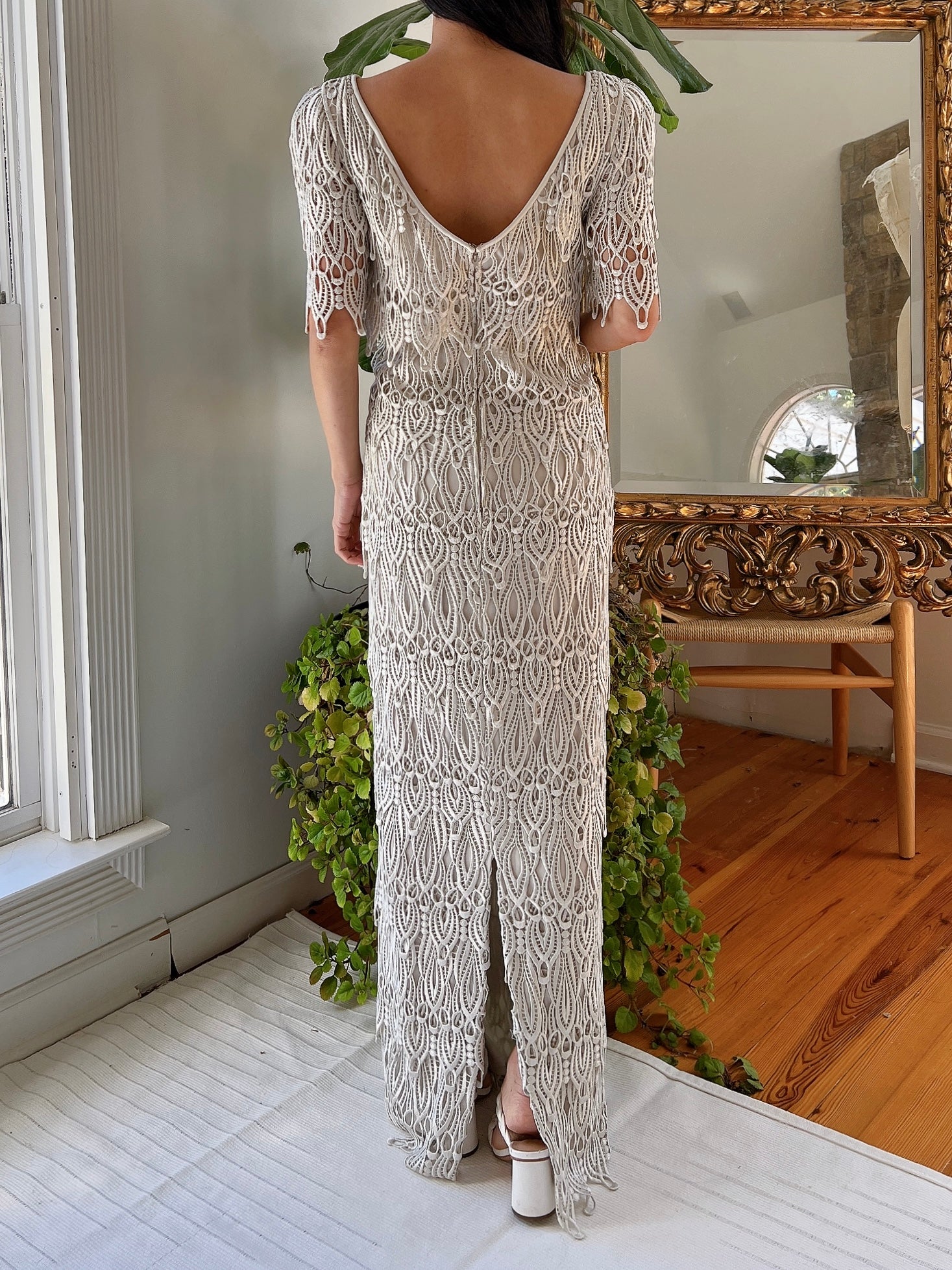 Vintage Light Gray Corded Dress - M