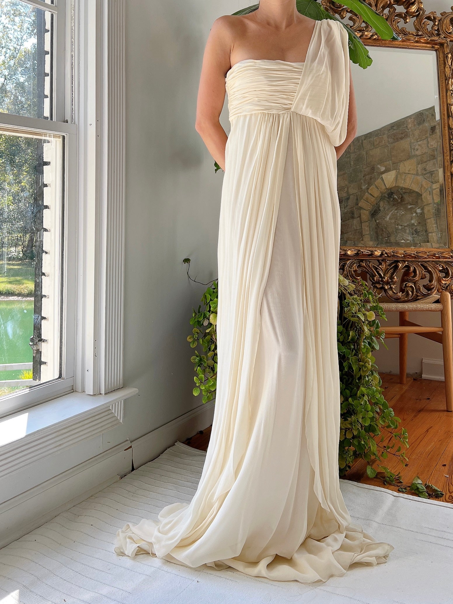Silk One Shoulder Gown - S