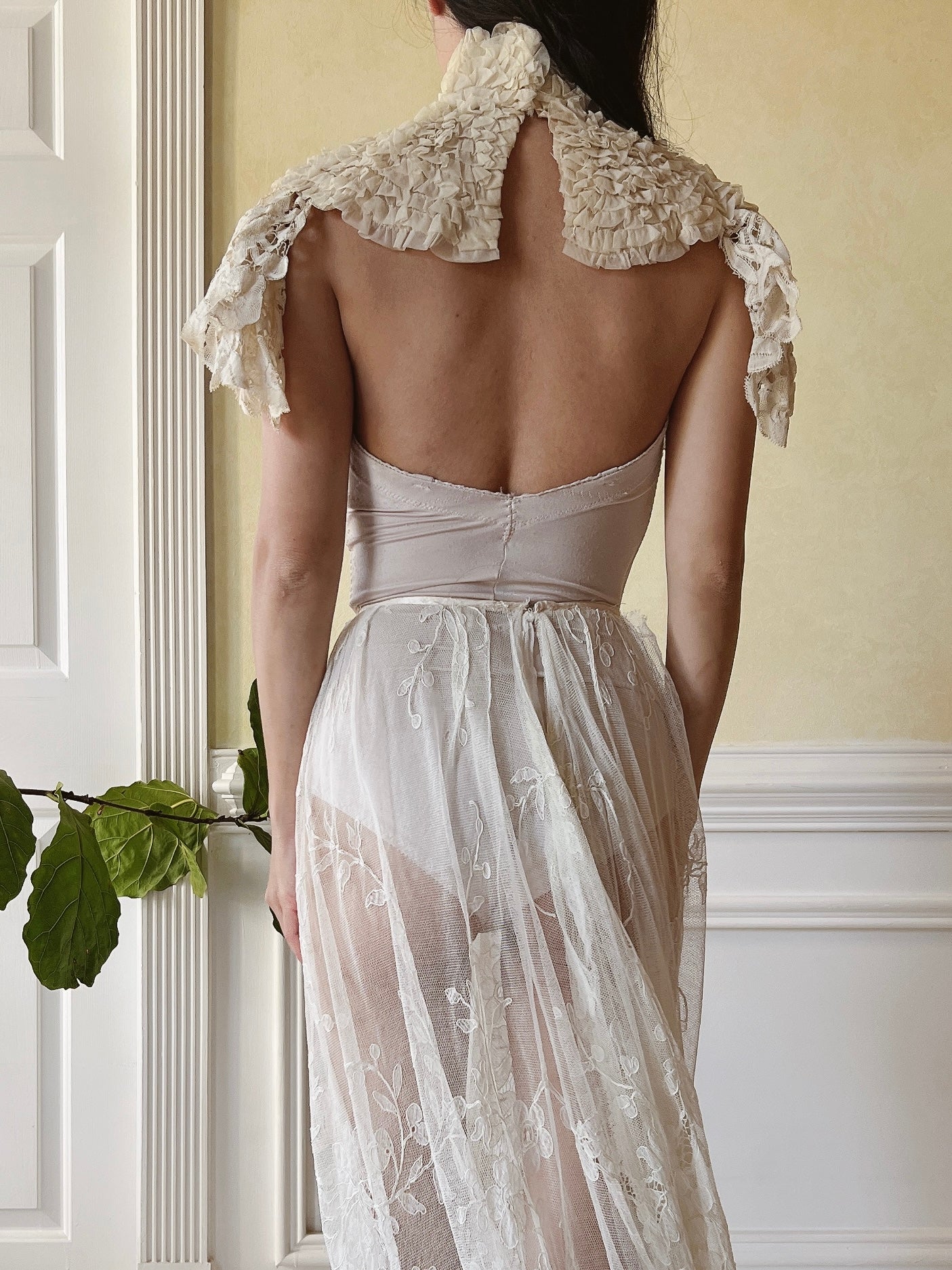 Antique Silk and Battenburg Lace Collar - XS