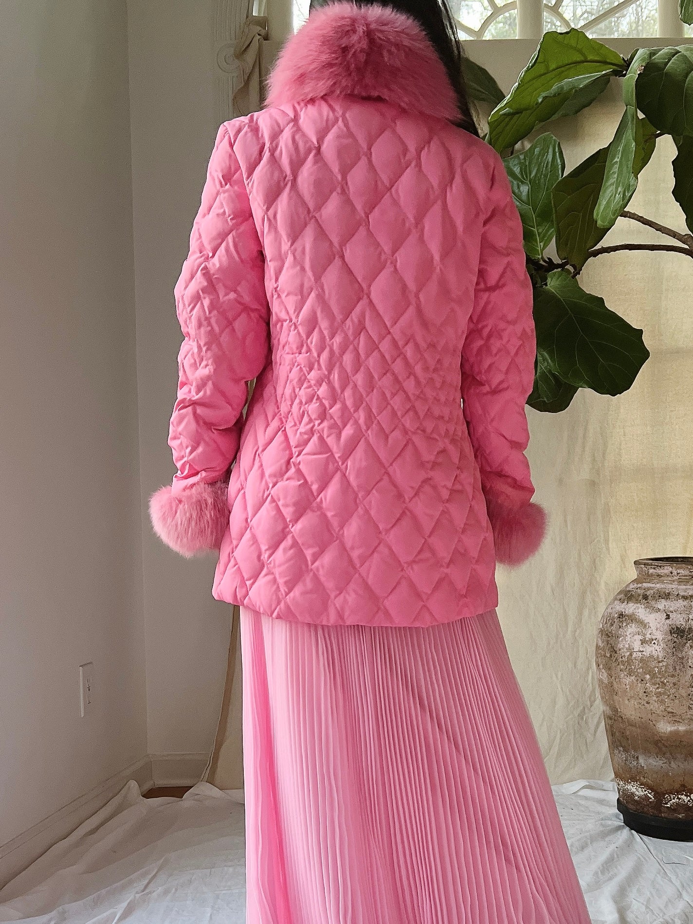 Vintage Hot Pink Quilted Jacket - S/M