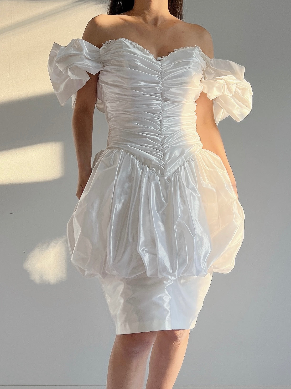 Vintage Puff Sleeve Pearlescent Dress - XS