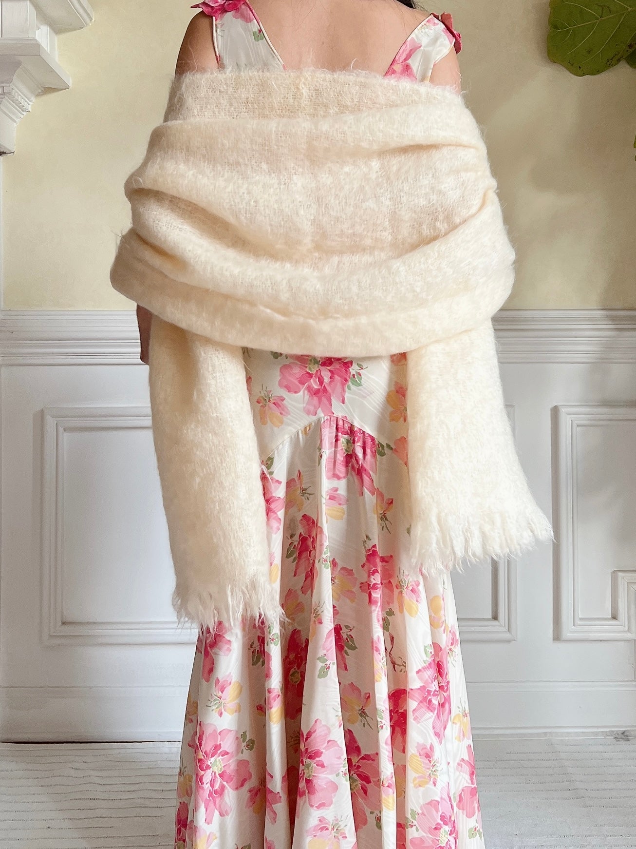Vintage Ivory Mohair Wrap - OSFM