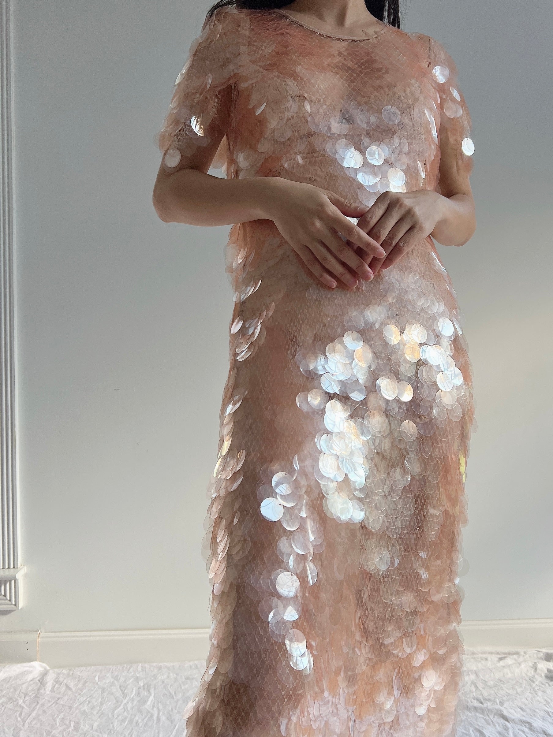 GIVENCHY Peach Paillette Dress - S-M