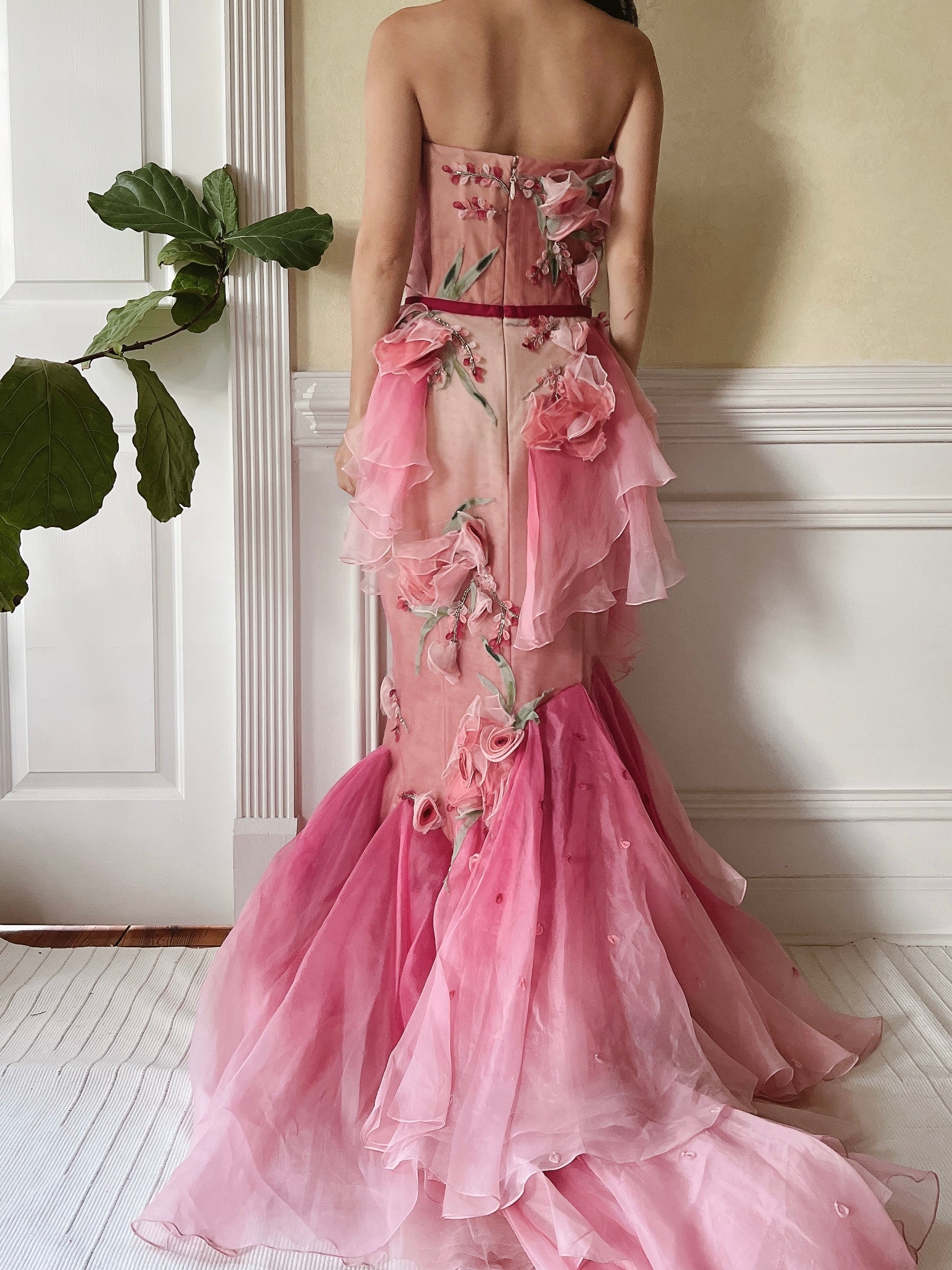 Marchesa Silk Organza Ombre Gown - S/4