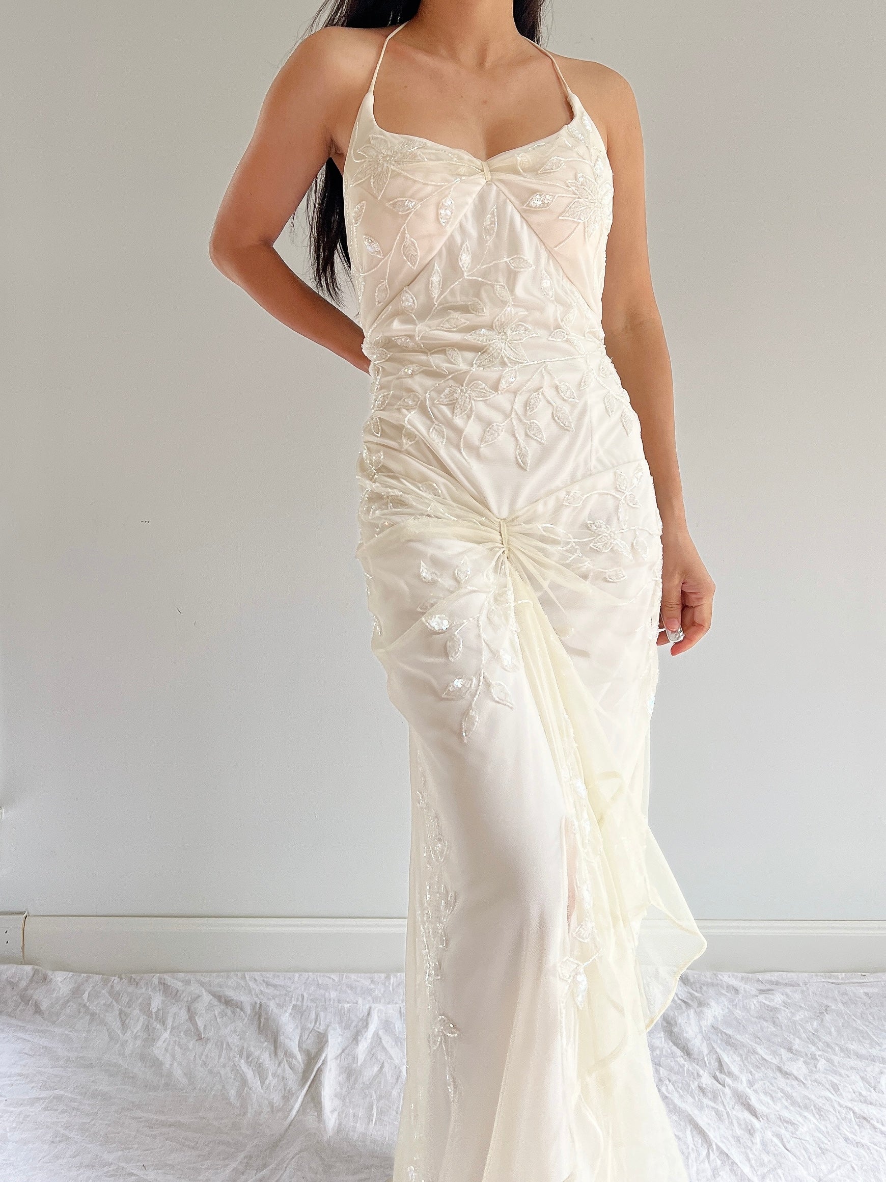 1980s Beaded Halter Dress - S/M