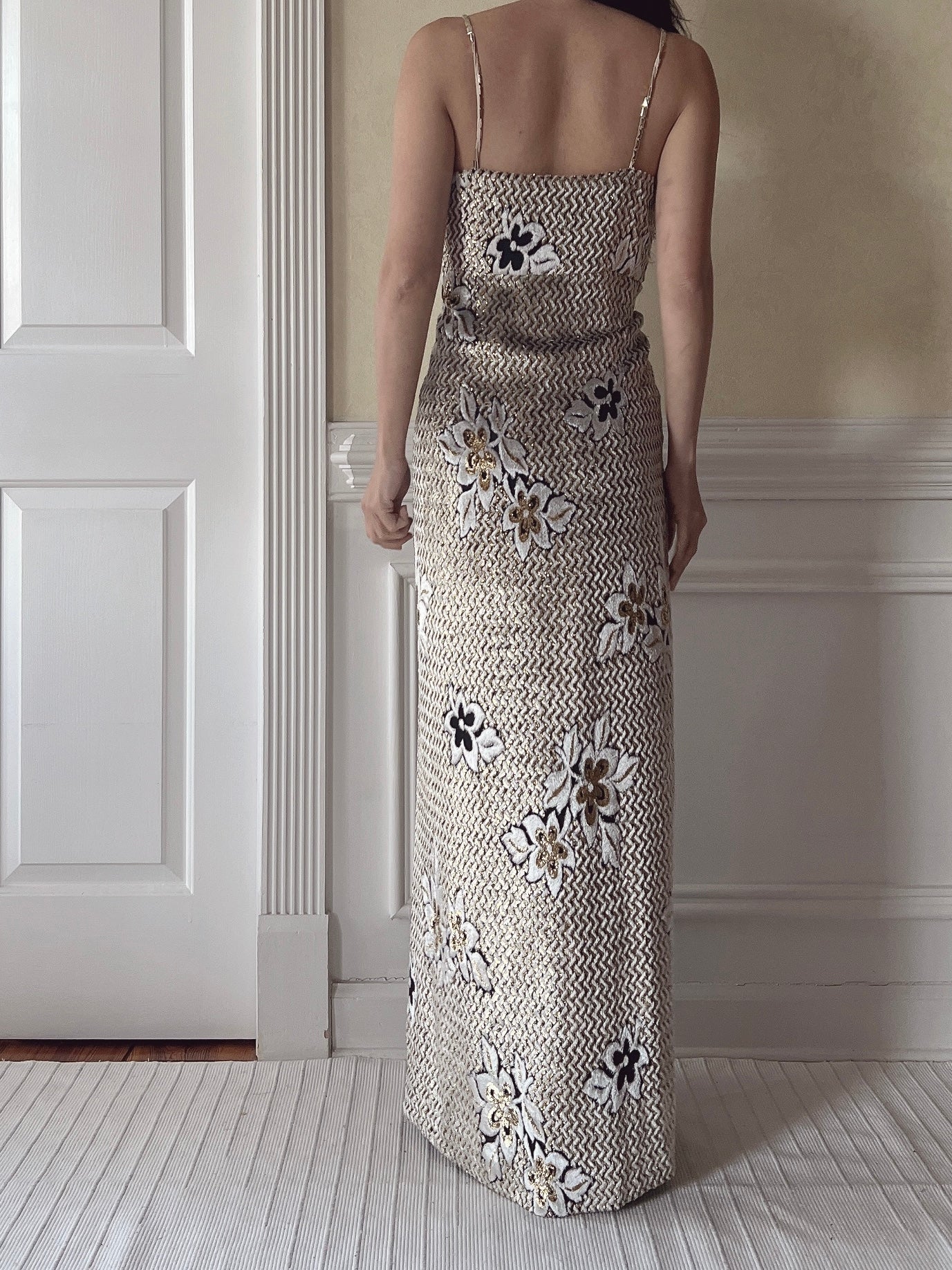 Vintage Velvet/Lurex Sweetheart Draped Dress - M