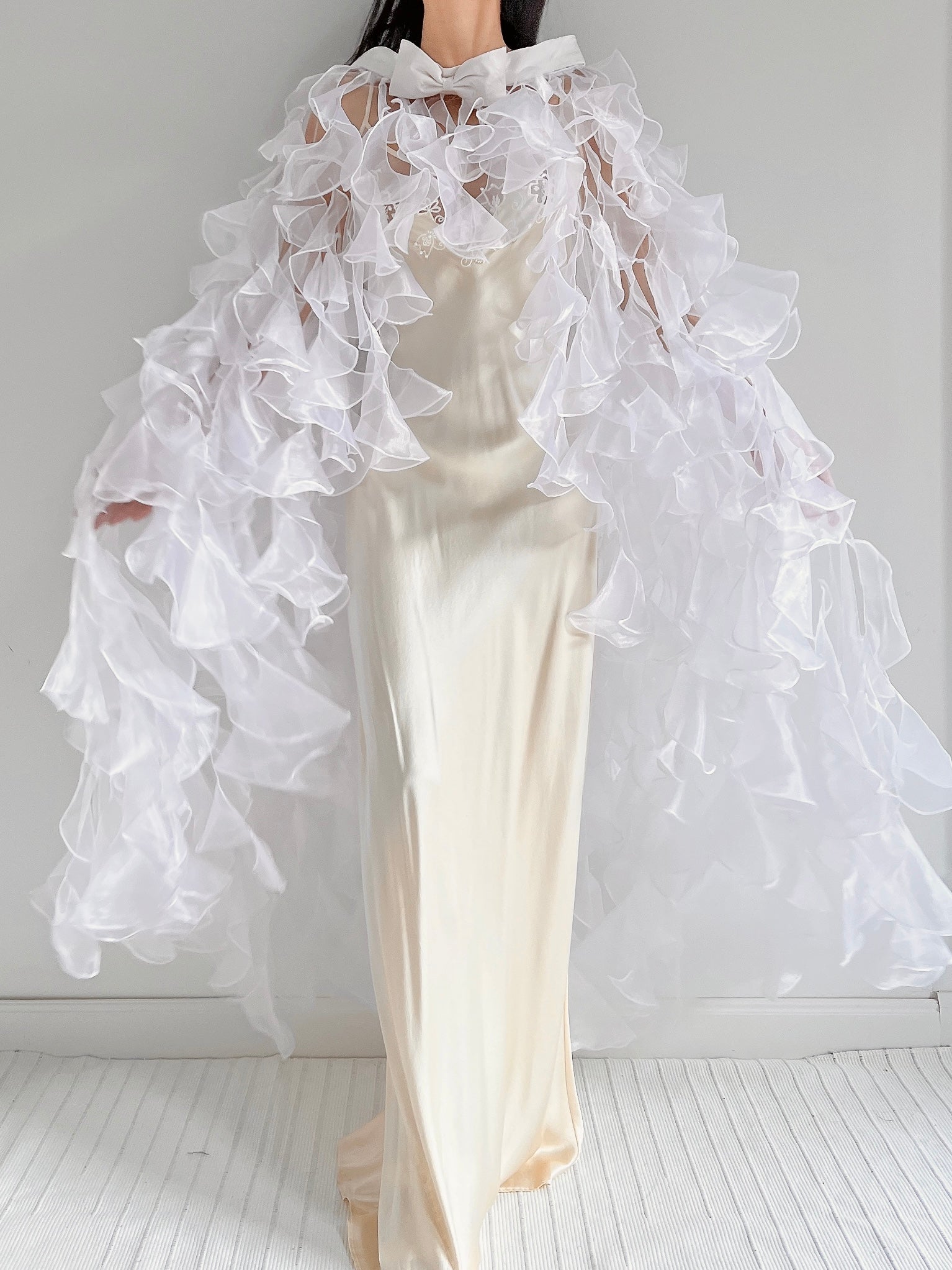 Y2K White Sheer Cape - OSFM