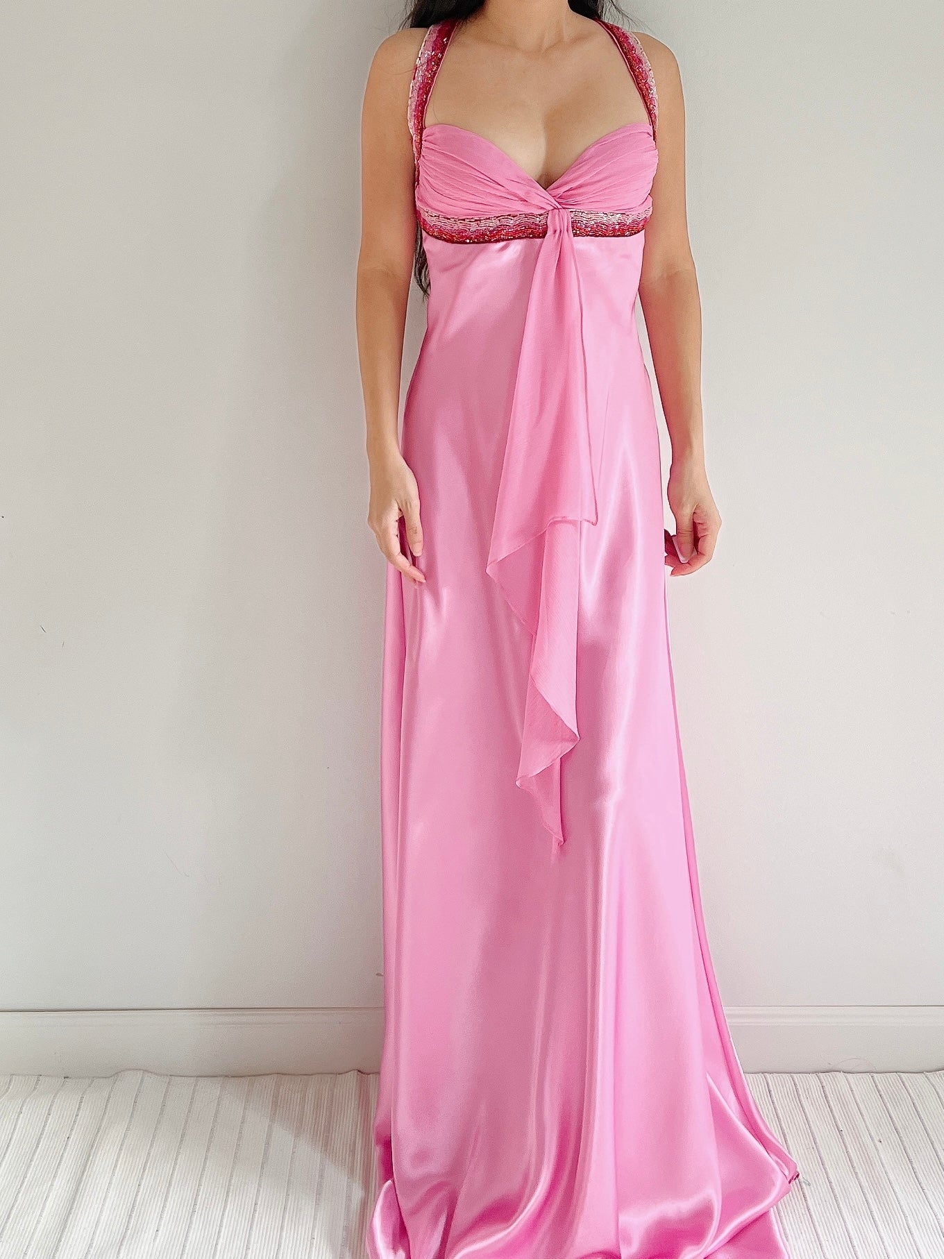 Y2K Hot Pink Satin Gown - M