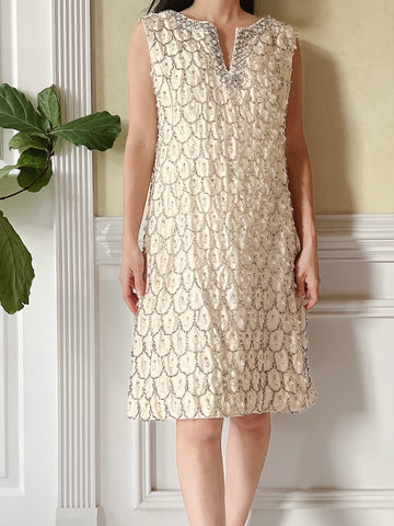 1960s Beaded Crystals Mod Dress - S/M