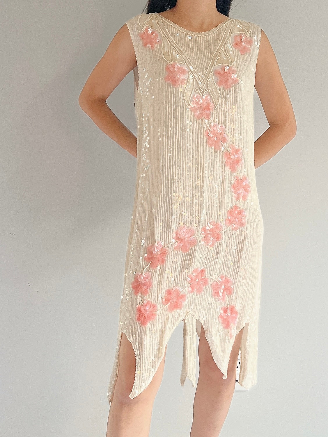 1980s Silk Sequins Dress - M