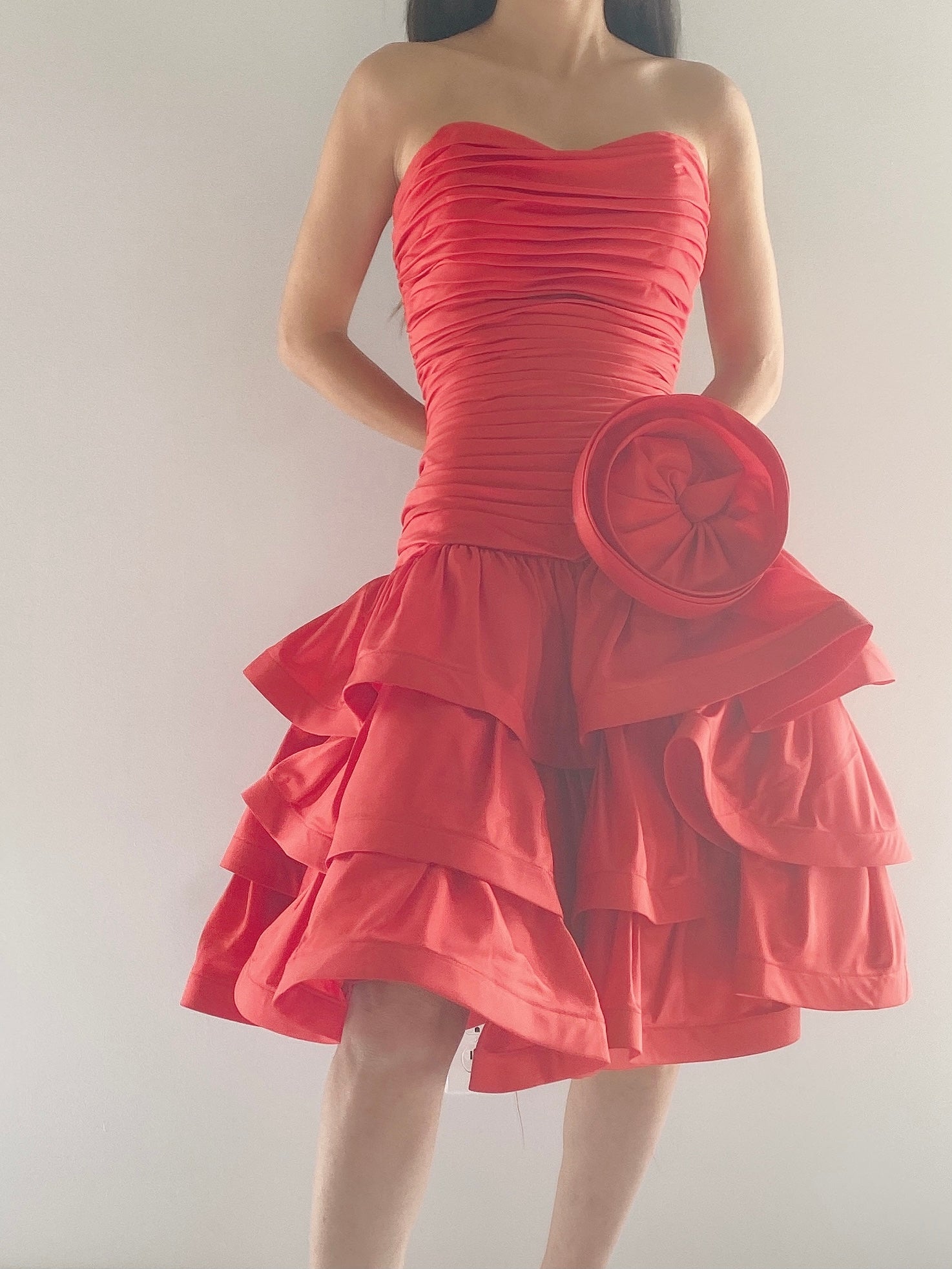 Vintage Shirred Dropped Waist Dress - XS