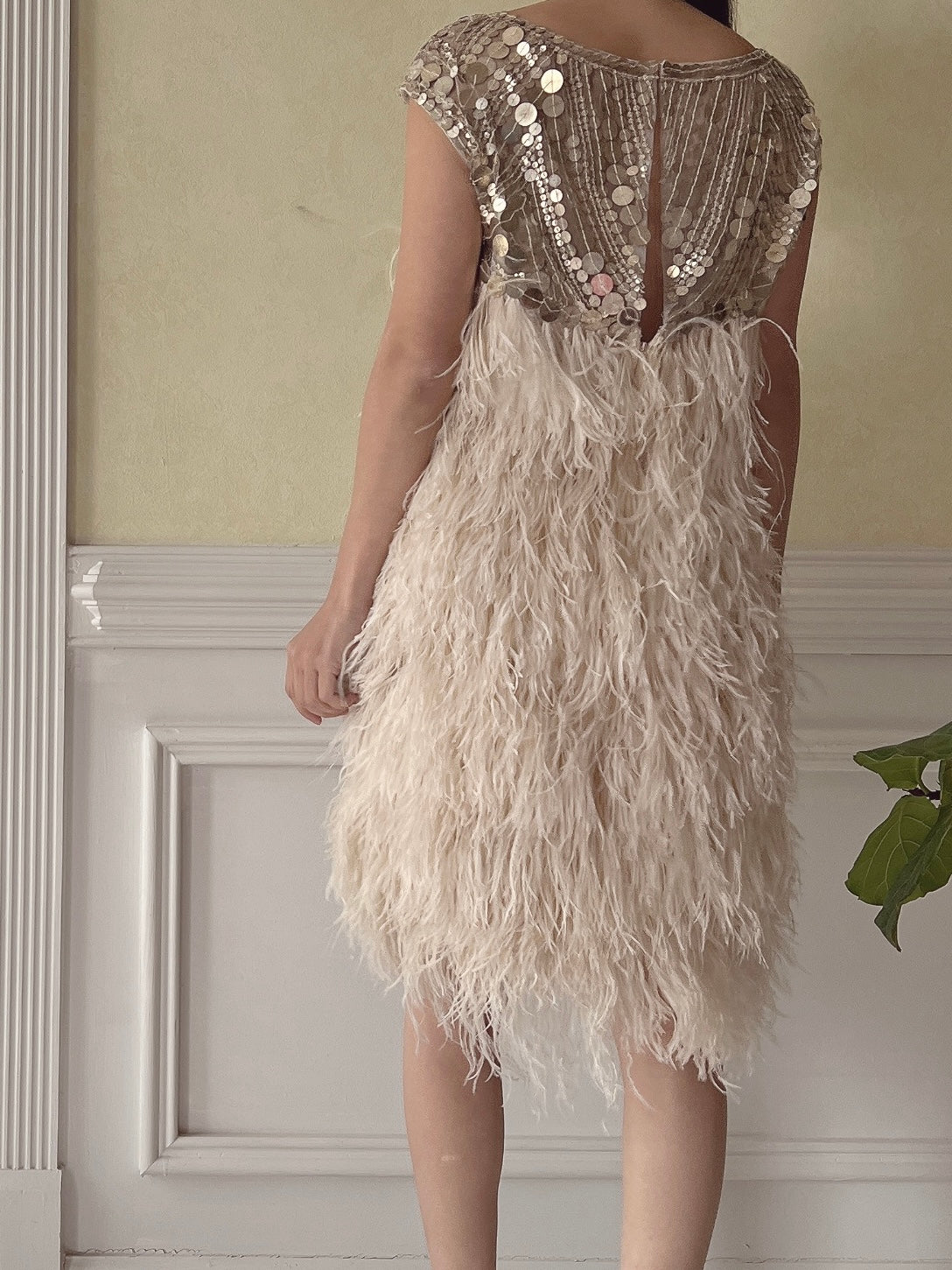 Naeem Khan 2–Piece Feather Ensemble - S