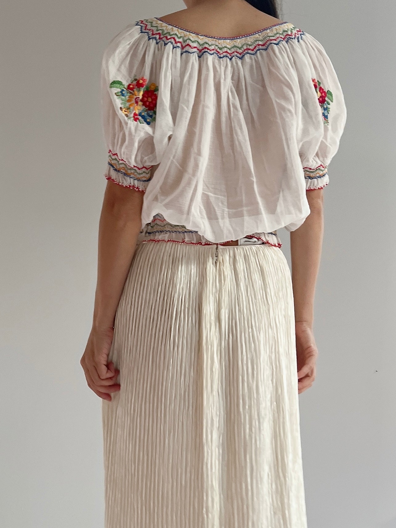 Antique Hungarian Cotton Blouse - S