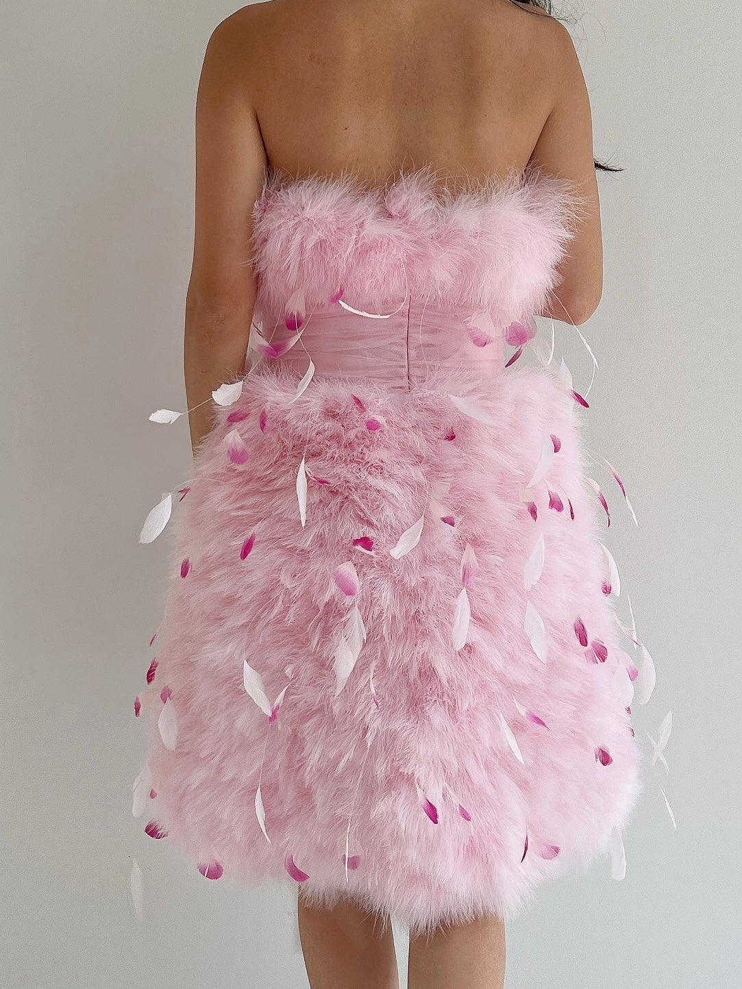 NWT Pamela Roland Pink Feather Dress - S/4