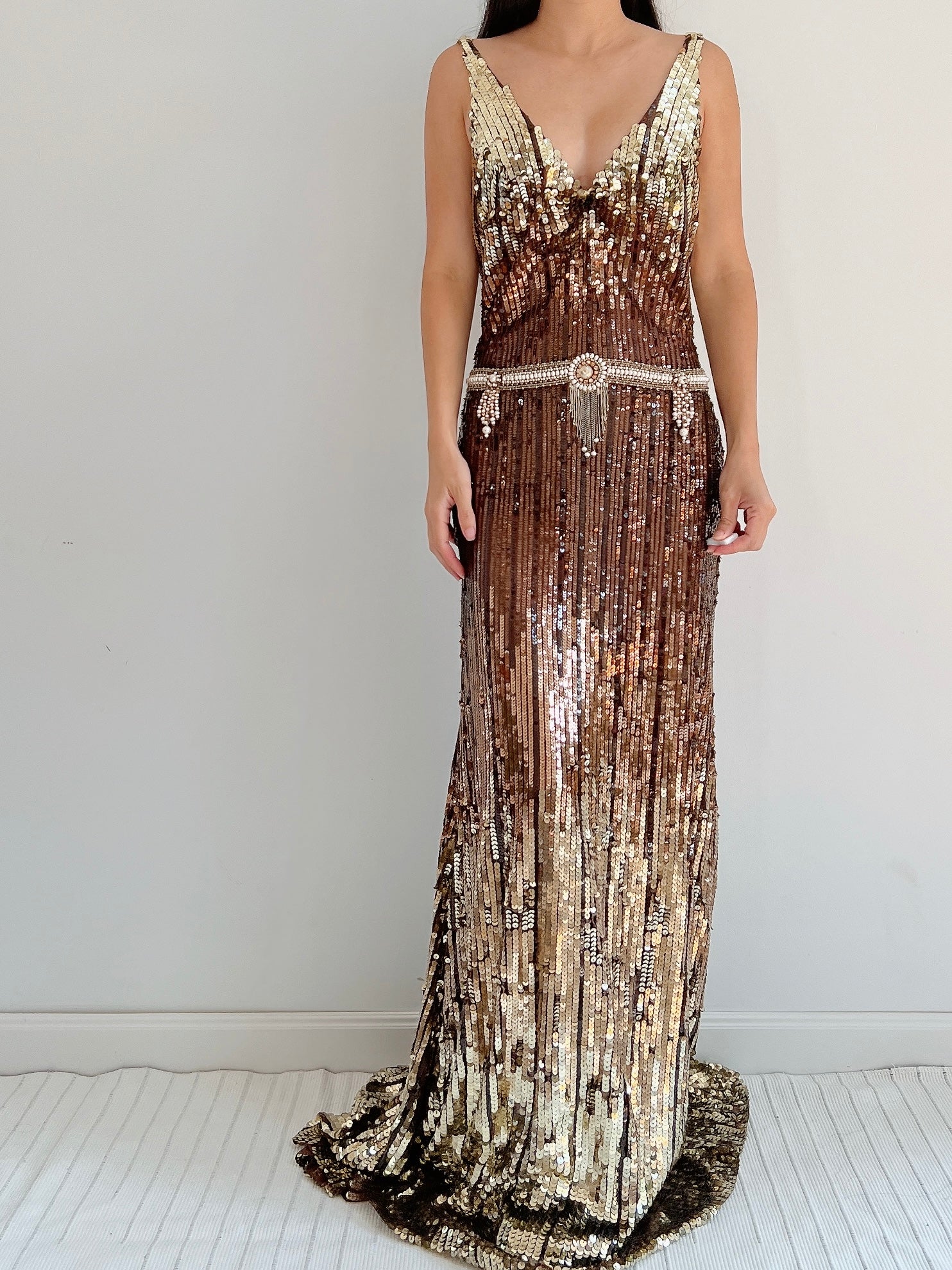 Vintage Reem Acra Sequins Ombre Gown - M