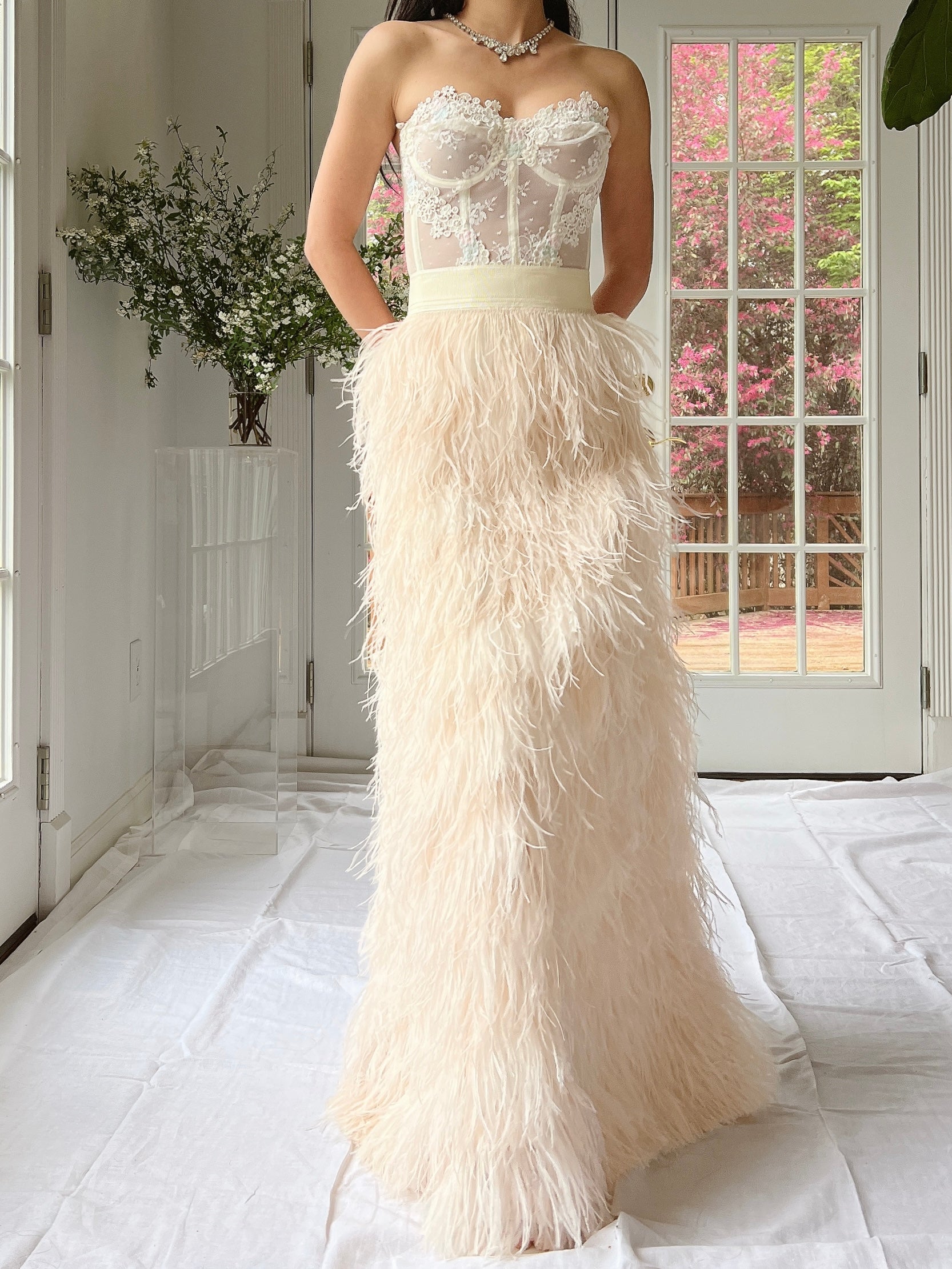 Vintage Almond Feather Skirt - S/M