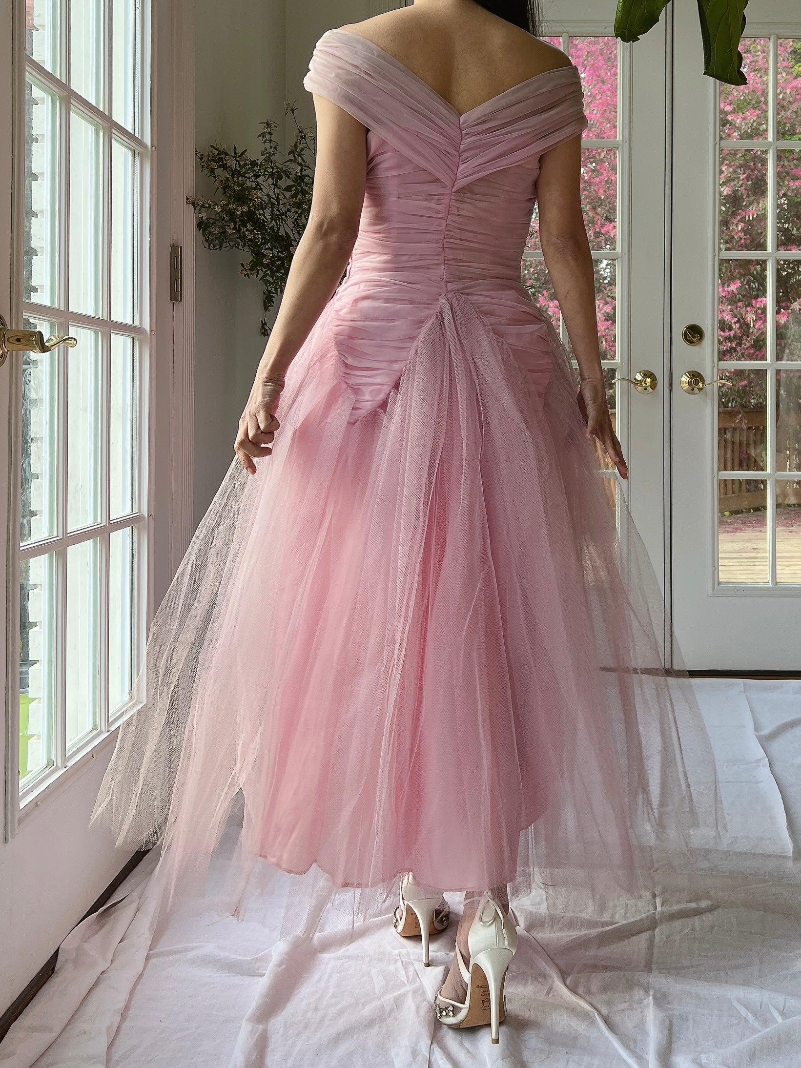 1950s Lilac Ruche Dress - XS