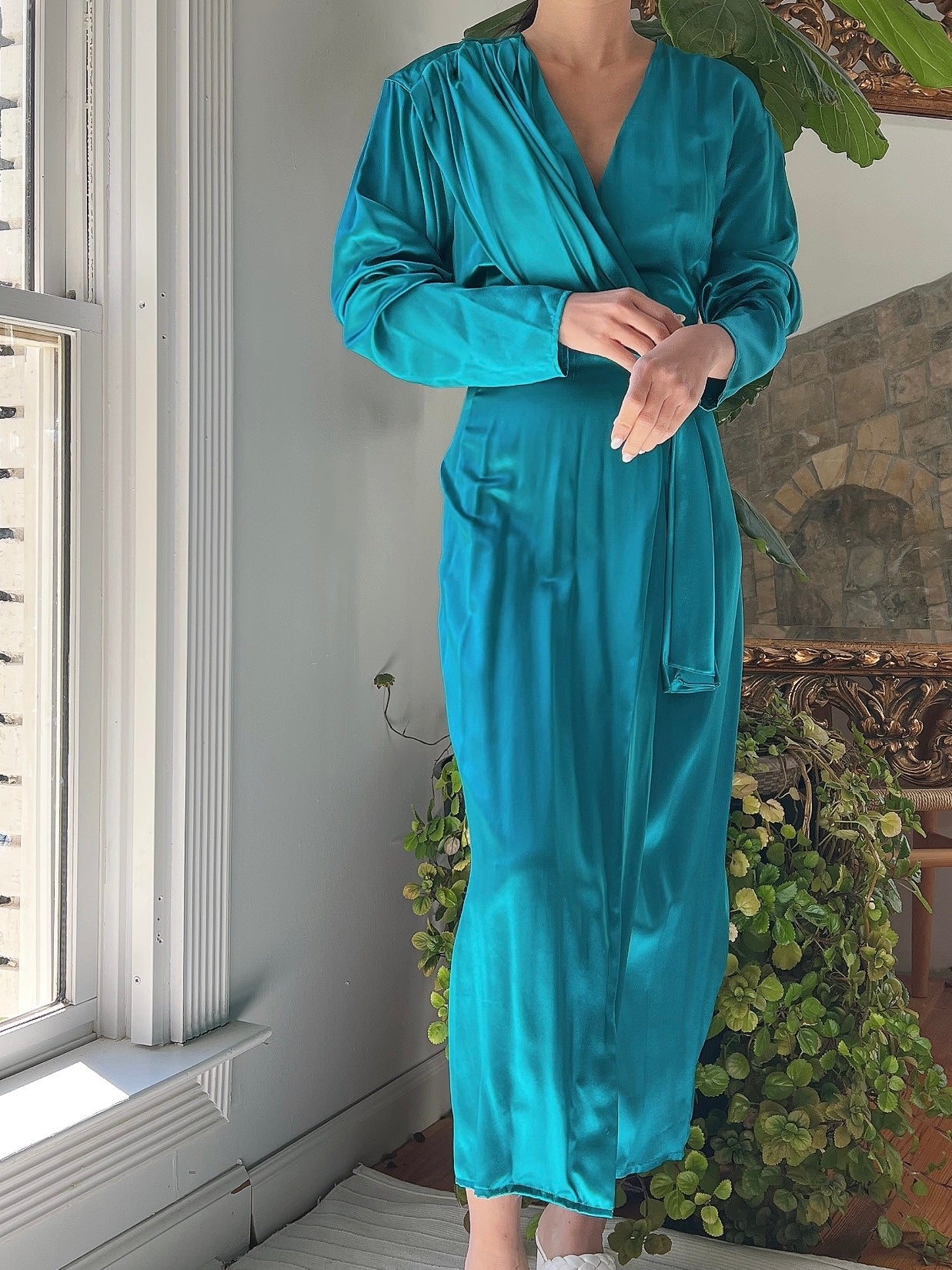 Vintage Silk Charmeuse Wrap Dress - S/M
