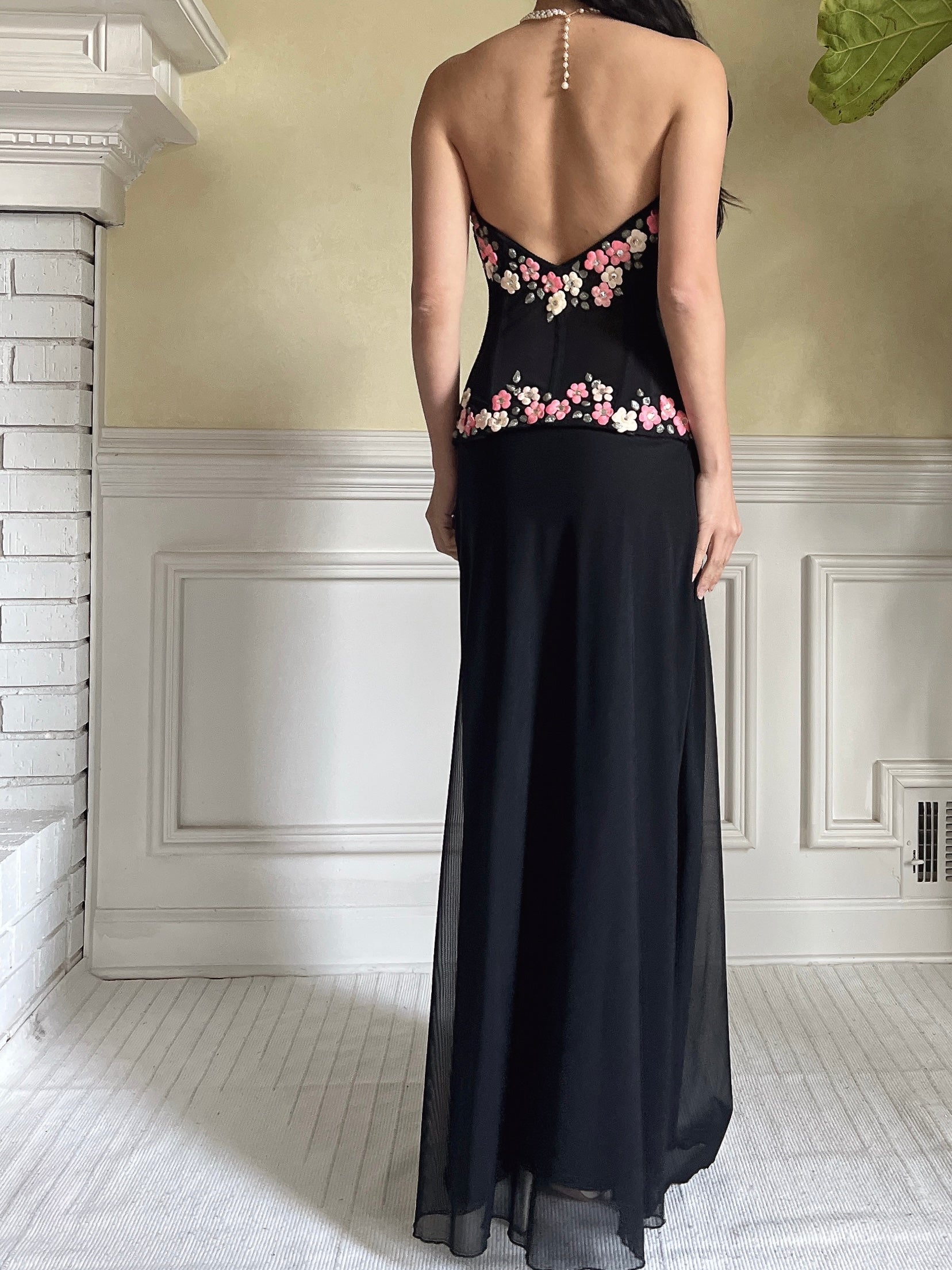Vintage Painted Floral Dress - S-M