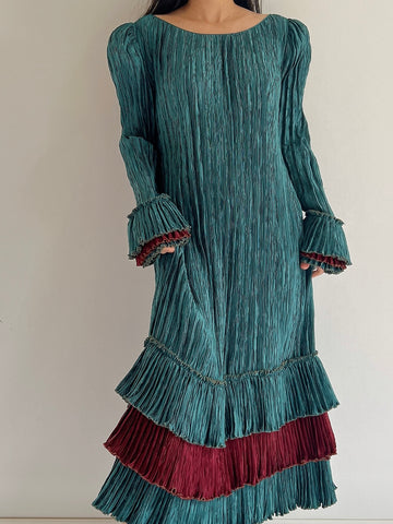Vintage Mary McFadden Teal Layered Dress - M/L