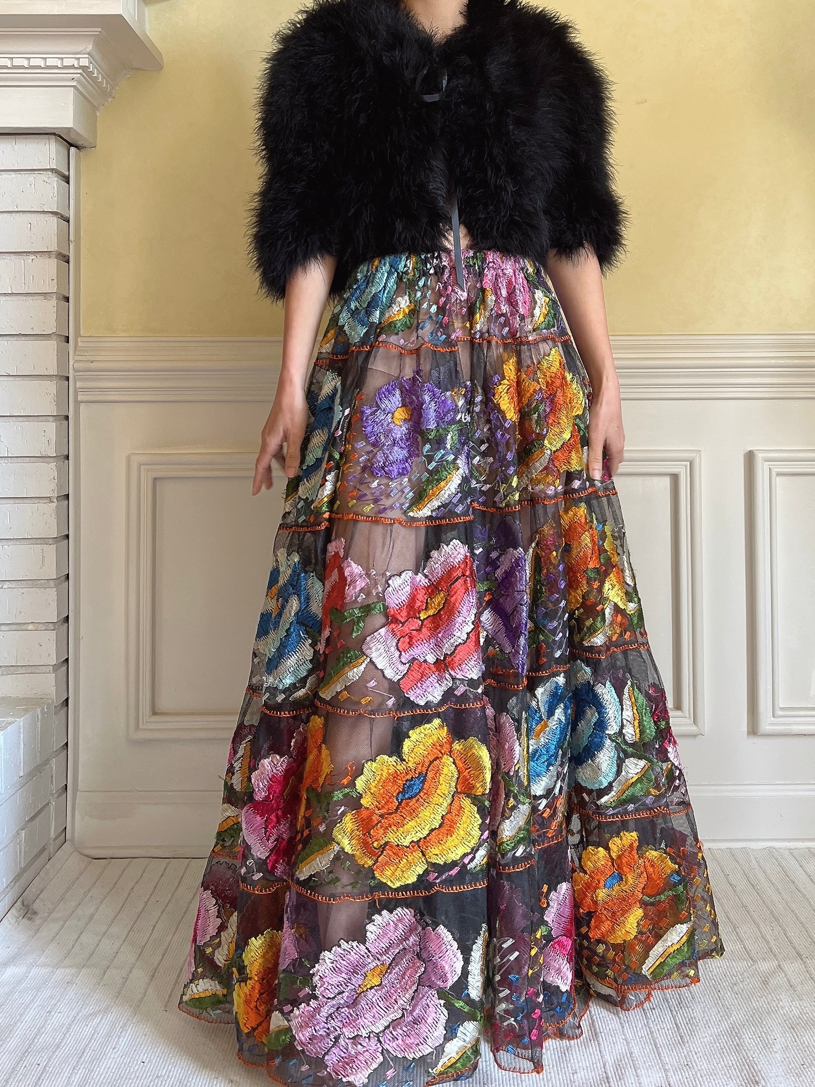 Vintage Chiapas Embroidered Skirt - 26-32” waist