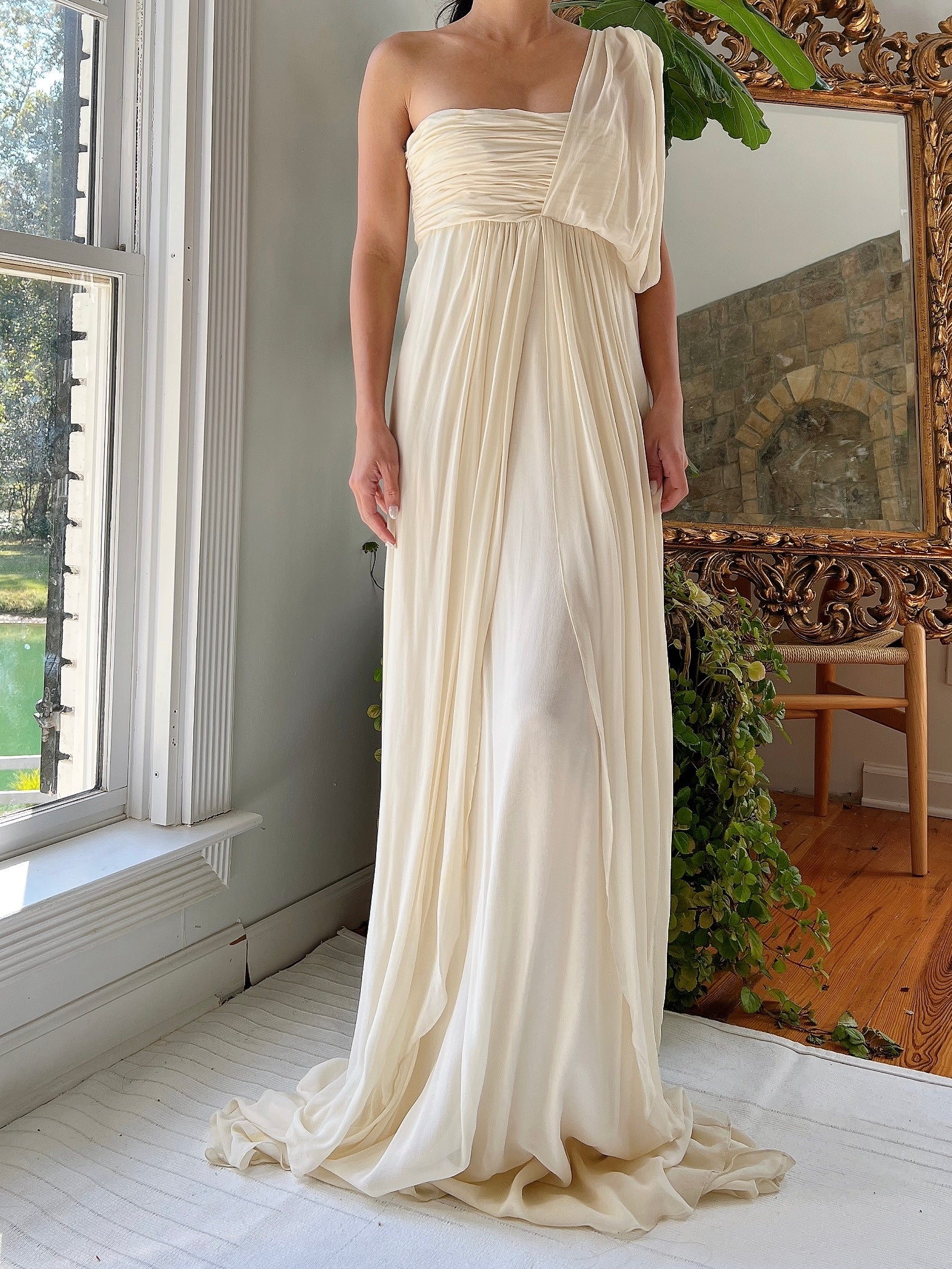 Silk One Shoulder Gown - S