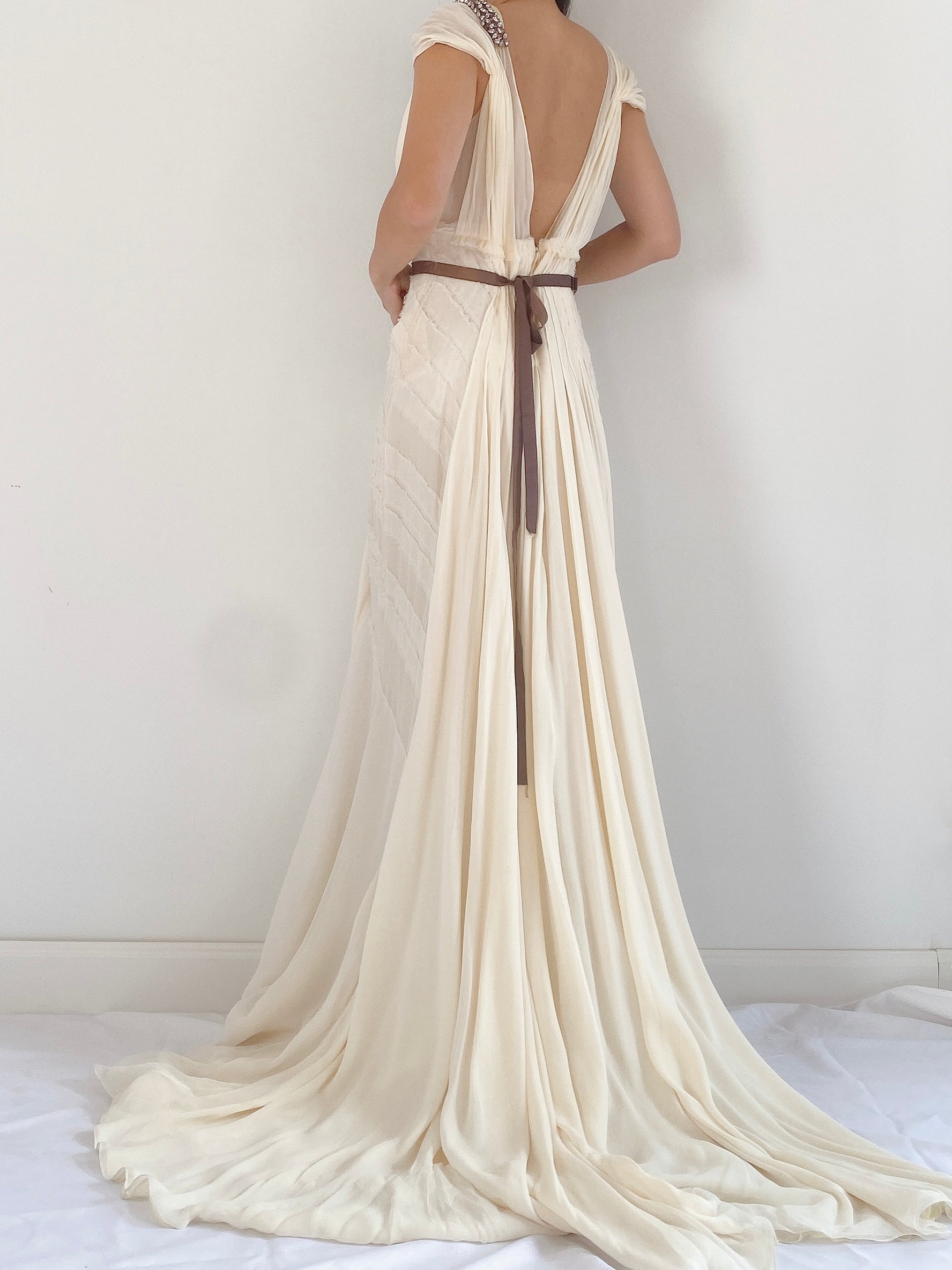 J. Mendel Light Yellow Silk Dress - S