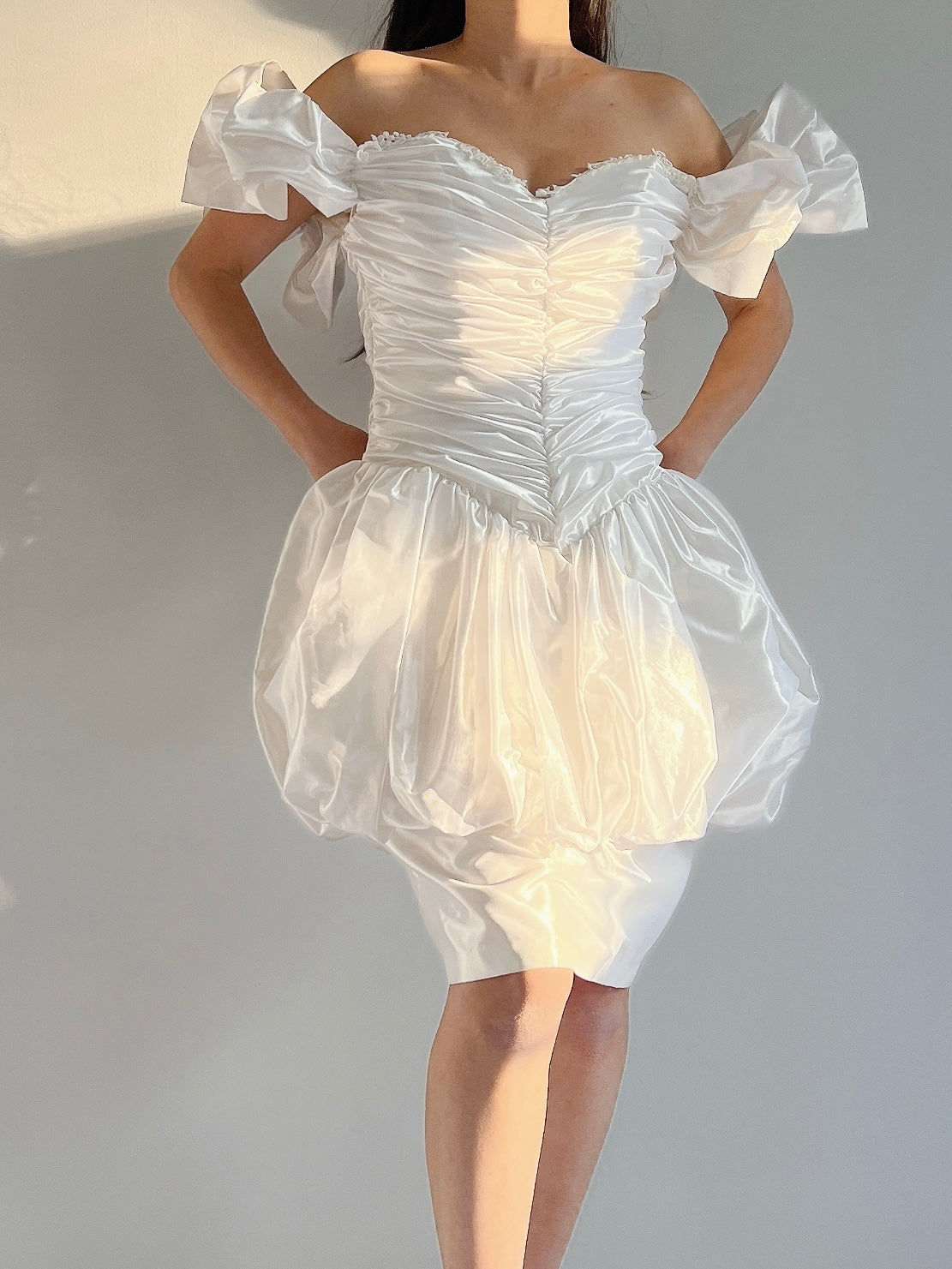 Vintage Puff Sleeve Pearlescent Dress - XS