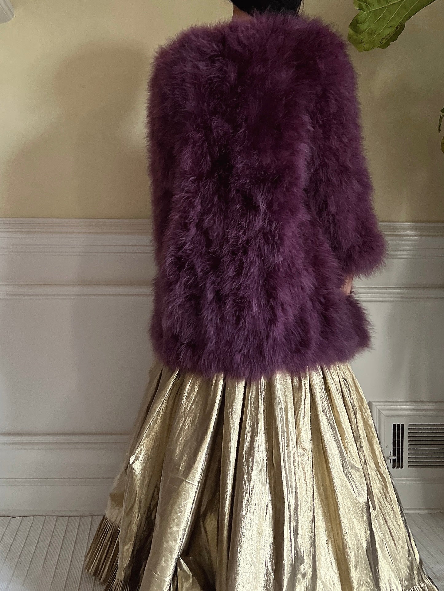 1950s Purple Feather Jacket/Coat - M