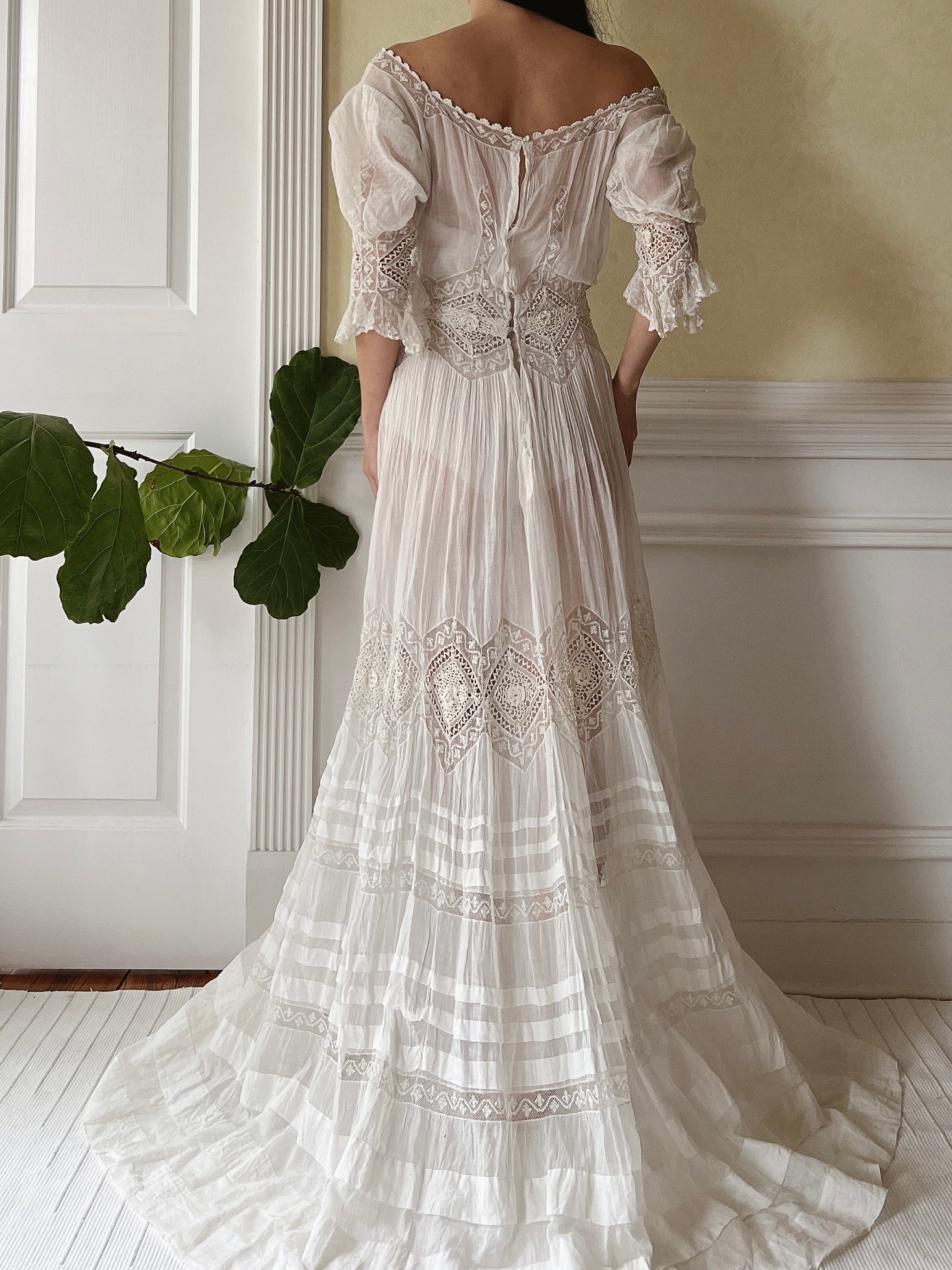 Antique Gibson Girl Cotton/Silk Gown - XS/S