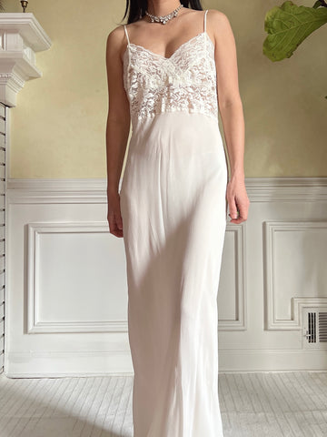 Vintage Silk and Lace Chiffon Slip Dress - S