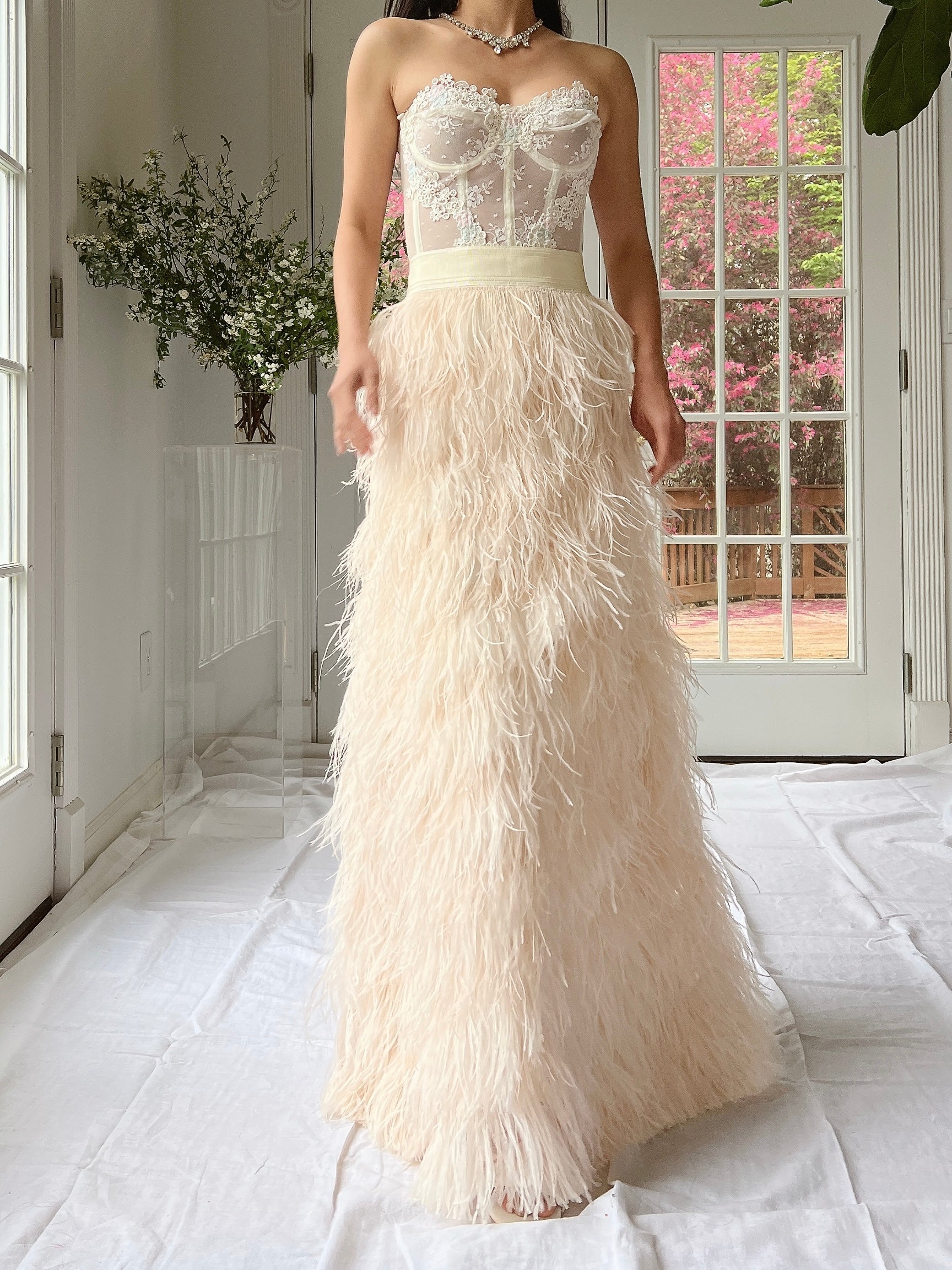 Vintage Almond Feather Skirt - S/M