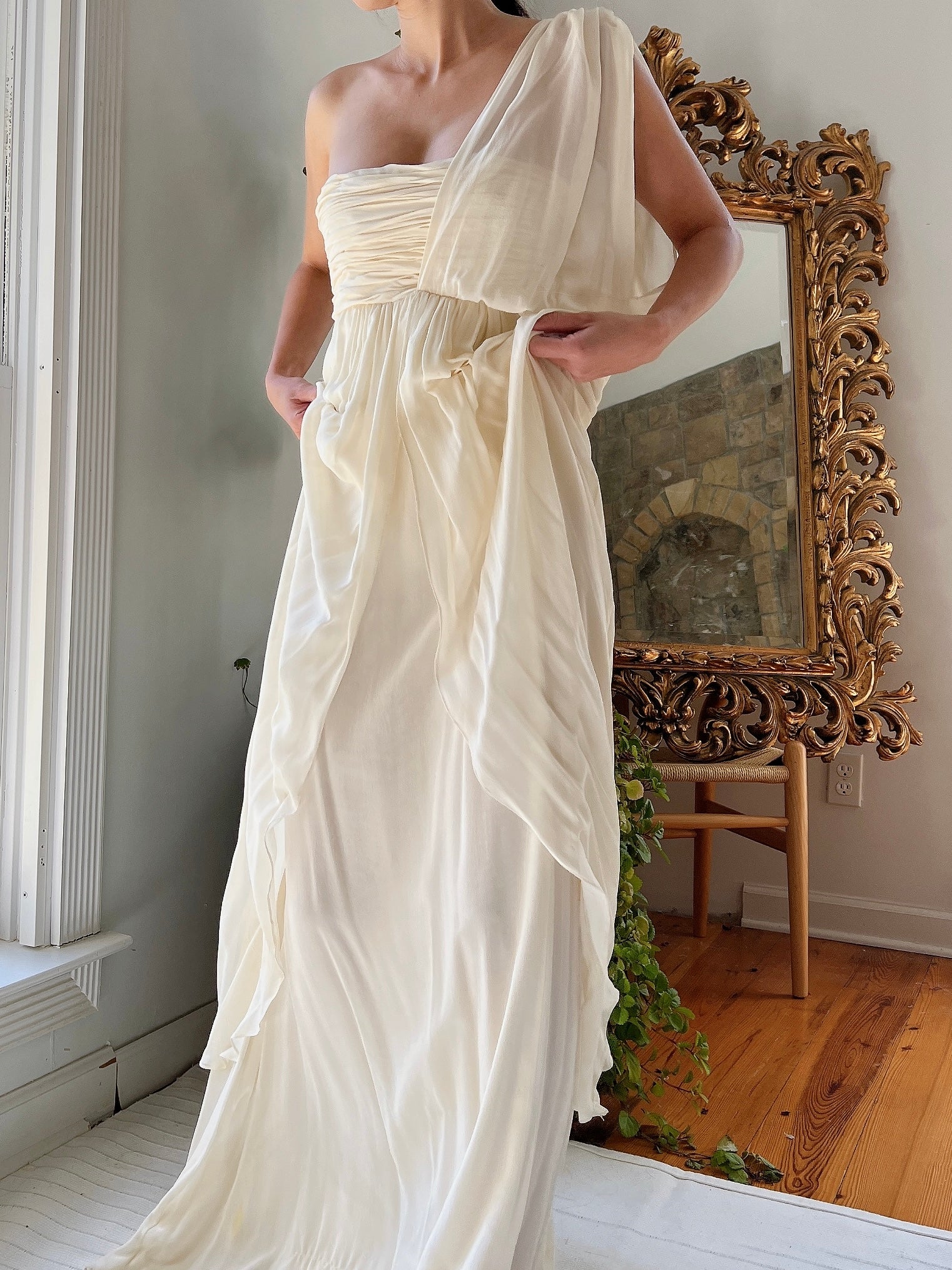 Silk One Shoulder Gown - S