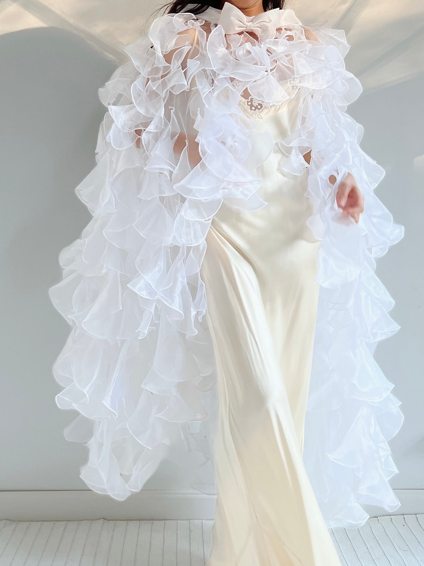 Y2K White Sheer Cape - OSFM